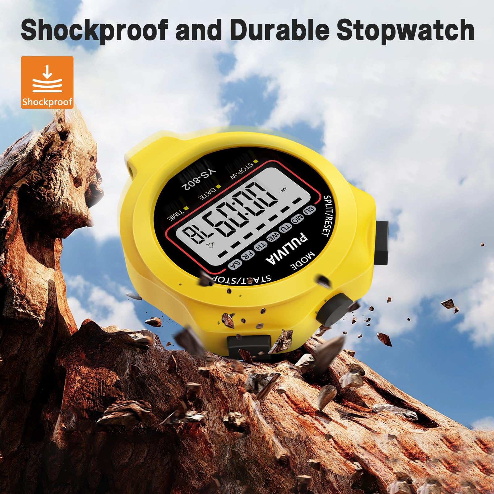 PULIVIA Stopwatch Timer, Digital Stop-Watch for Sports, Yellow - View 7