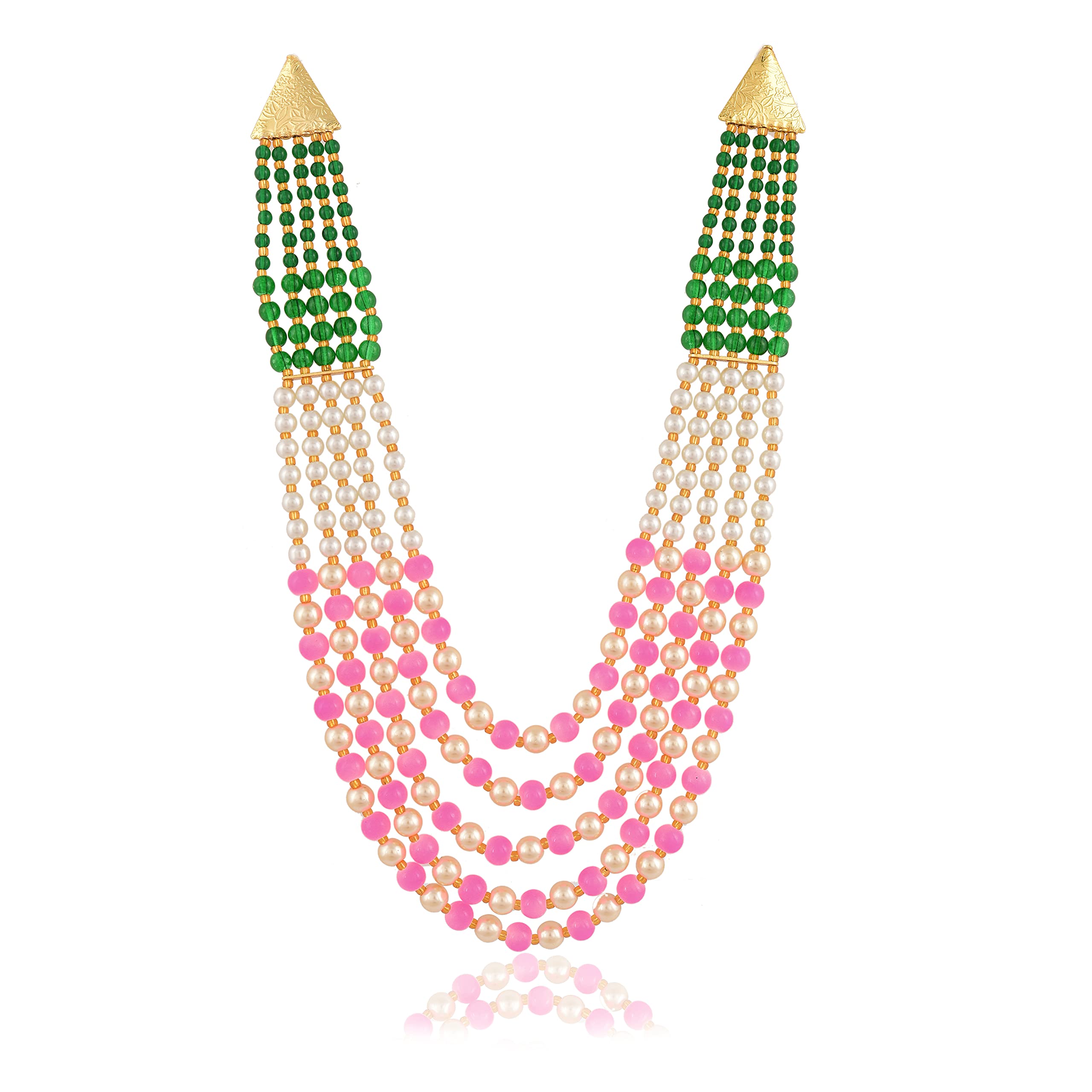 Ratnavali Jewels Pearl Green Multi Layer Strand Moti Mala Beads - Product Imagery