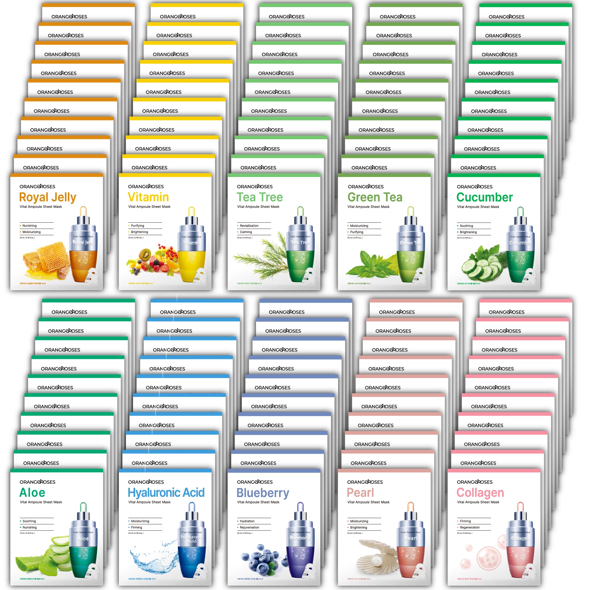 【Orangeroses】 100 Pcs Combo Pack, Premium Korean Essence Facial - OBS lab