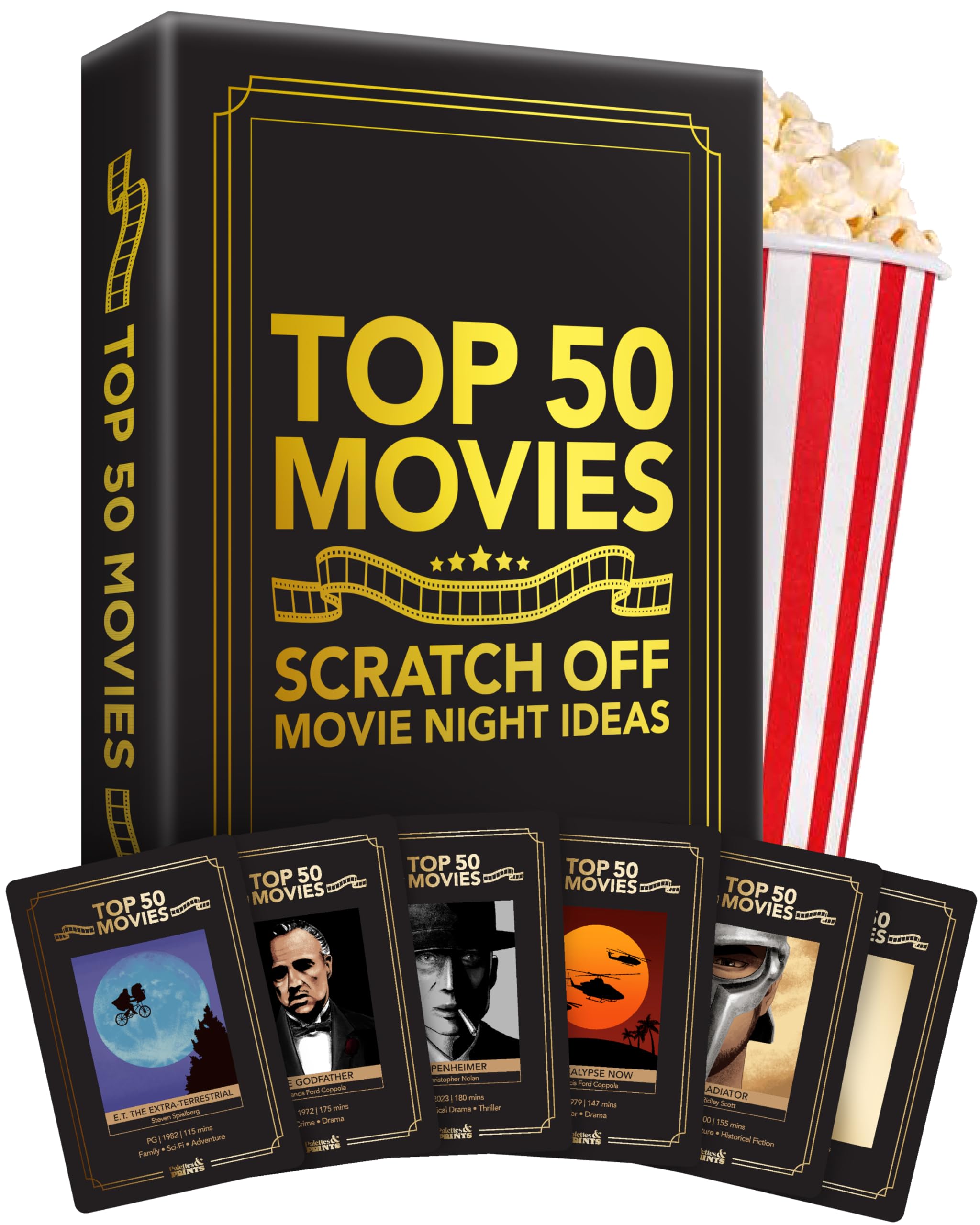 Premium Movie Night Scratch Off Cards- Gifts for Movie Lovers - Product Imagery