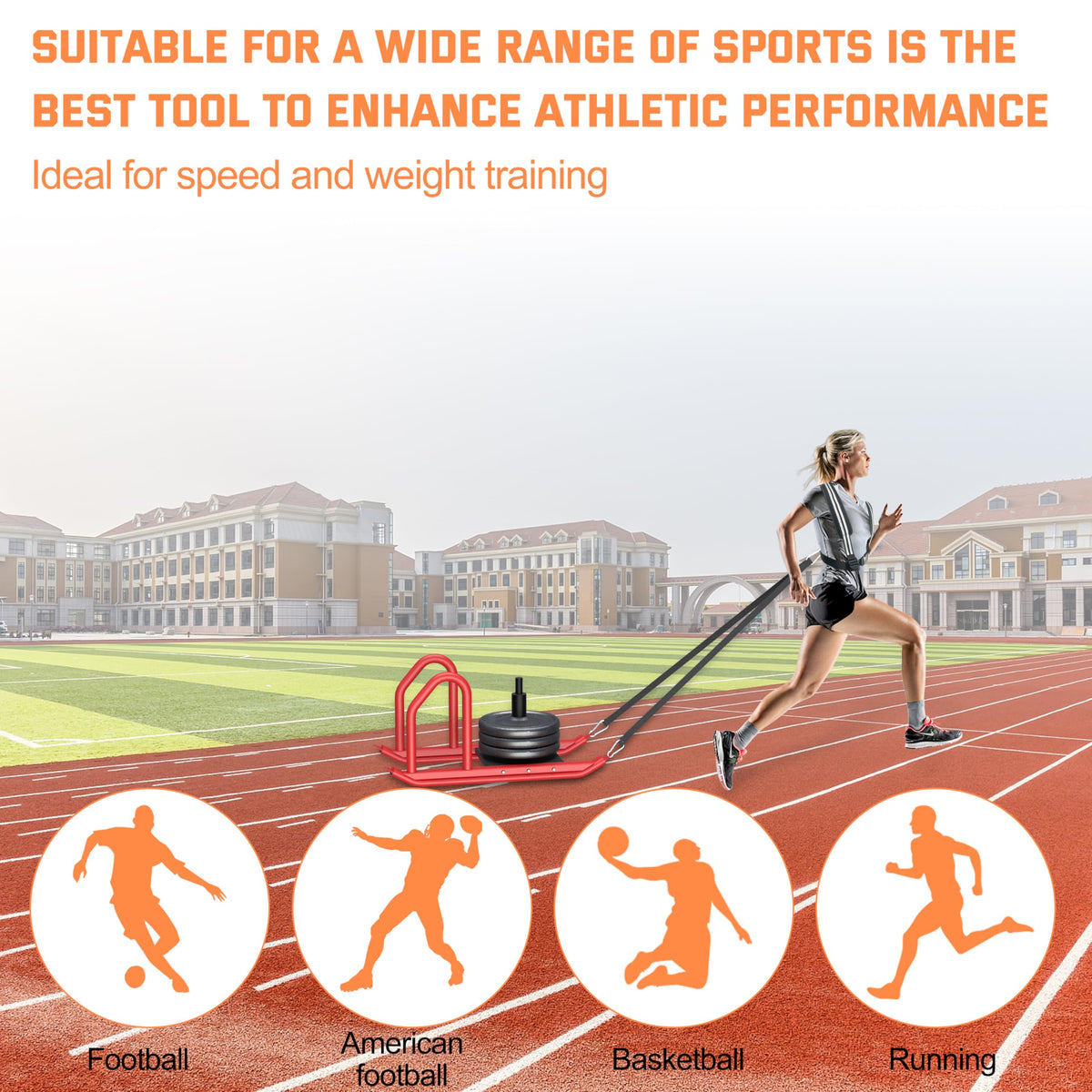 Heavy Duty Push Pull Weight Sled with Harness for Speed - HWOOUSA Official Imagery - 8