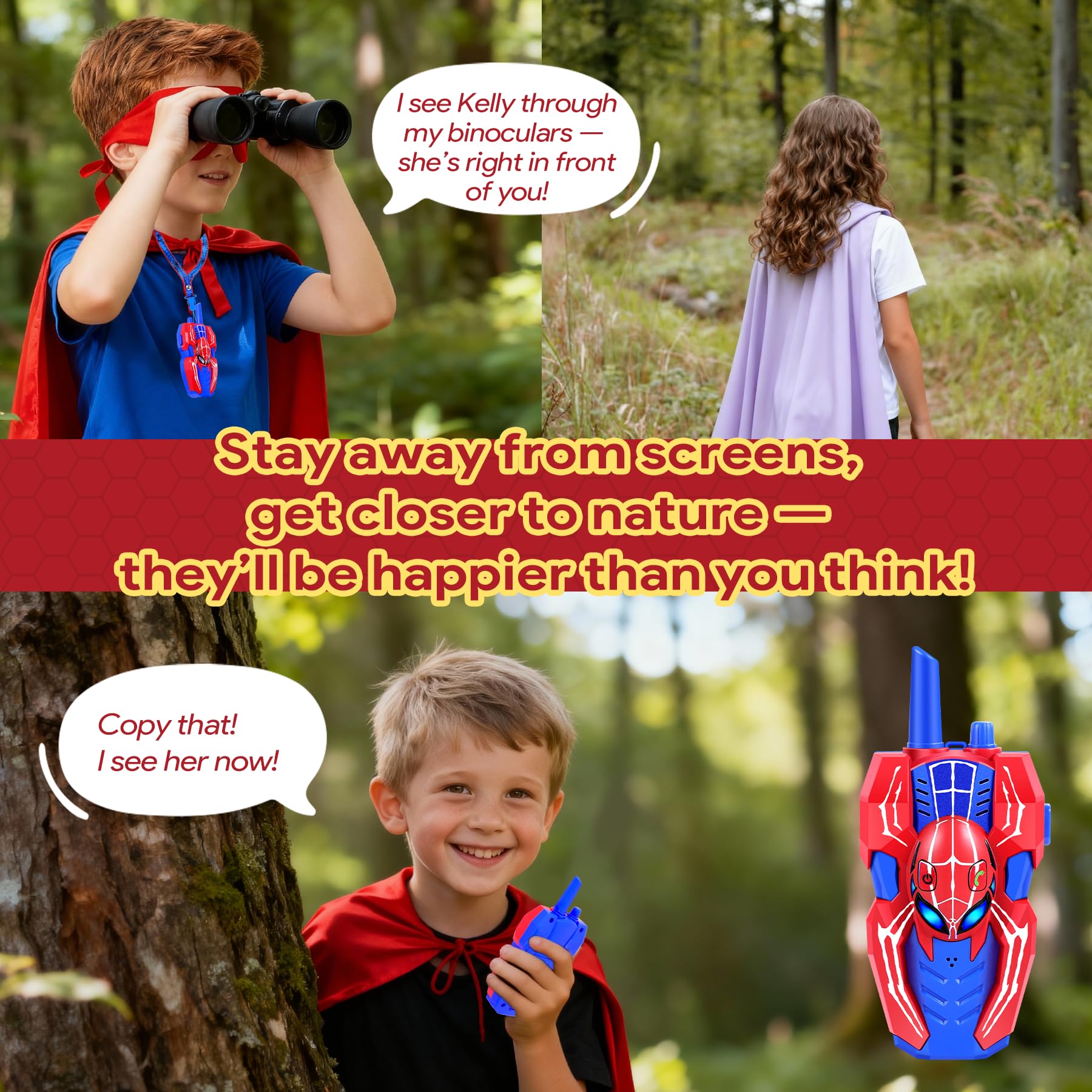 Vvinca Spider Walkie Talkies for Kids Toys Ages 3 4 5 6 7 8 9 10 Boys Girls 3 Pa - Vvinca Official Product View 8