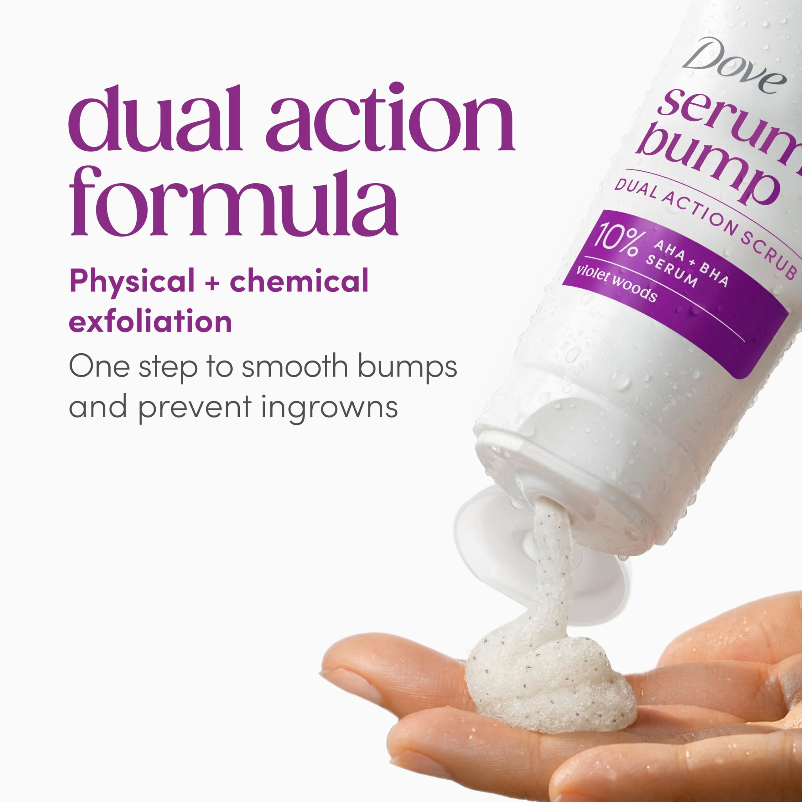 Dove KP Bump Body Scrub with 10% AHA & BHA For Rough Bumpy Skin, Violet Woods - Dove Official Product View 8