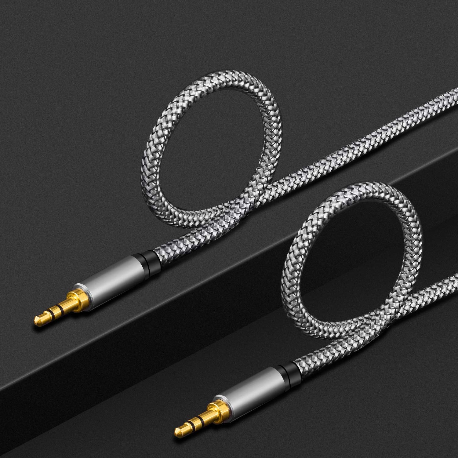 Tan QY 3.5mm Nylon Braided Aux Cable 30Ft, Audio Auxiliary Input by Tan QY - Angle View 5