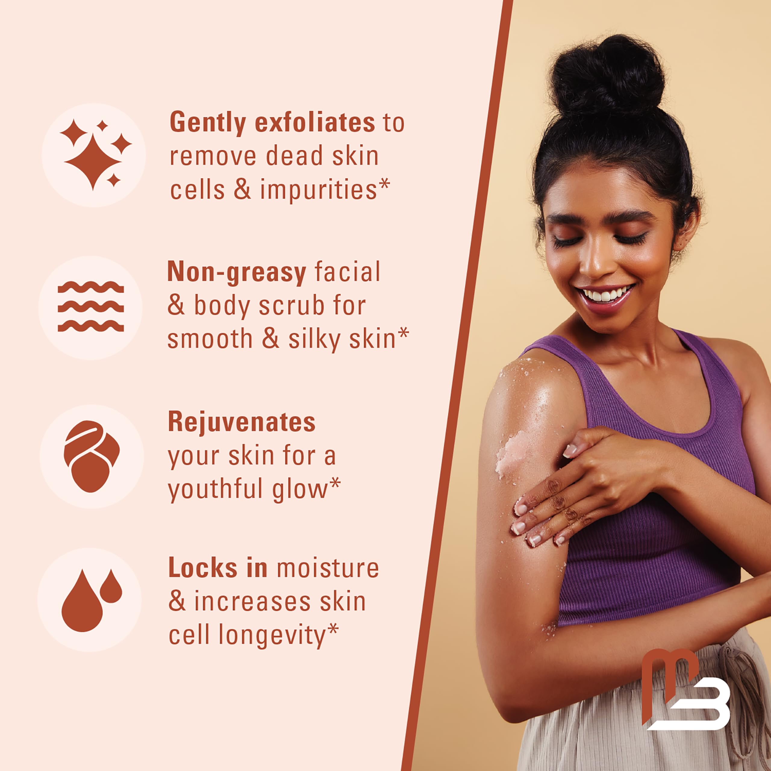 M3 Naturals Exfoliating Himalayan Salt Scrub with Collagen & Stem Cells, by M3 - M3 Naturals Official Product View 4
