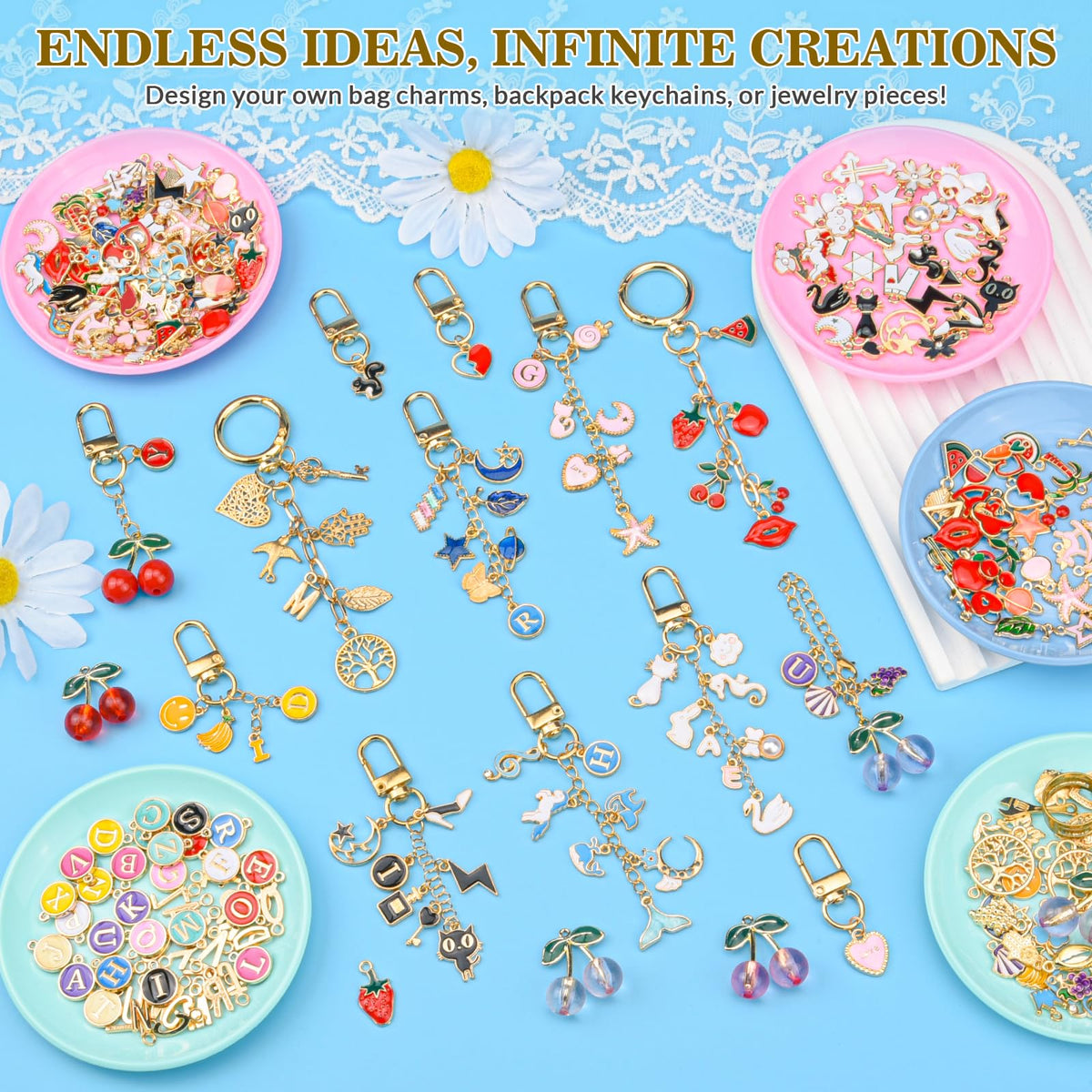 656Pcs Keychain Making Kit Gold Jewelry Making Supplies DIY - Zerivne Official Imagery - 7