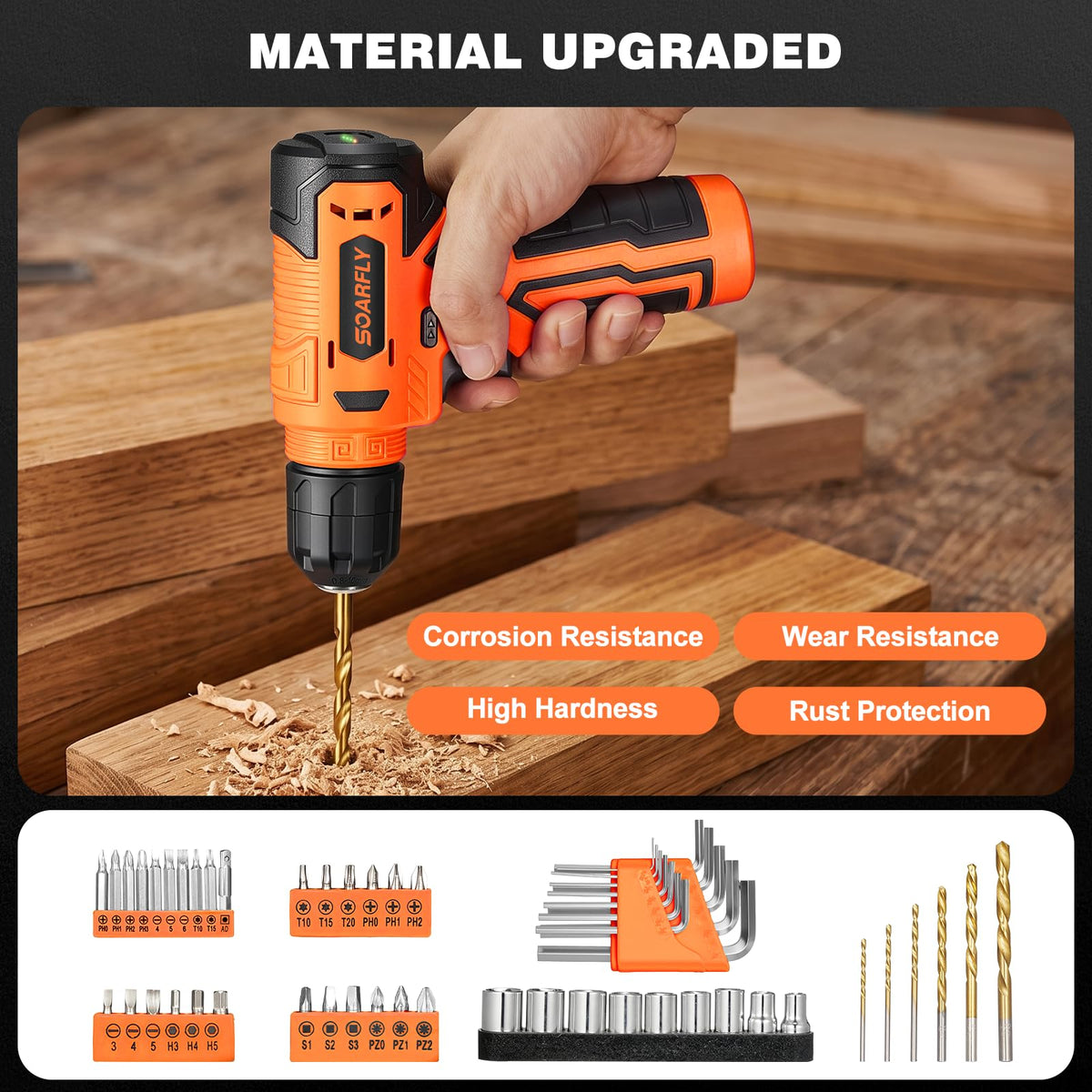 157 Piece Tool Set 8V Cordless Drill Set Hand Tool Kit for - SOARFLY Official Imagery - 7