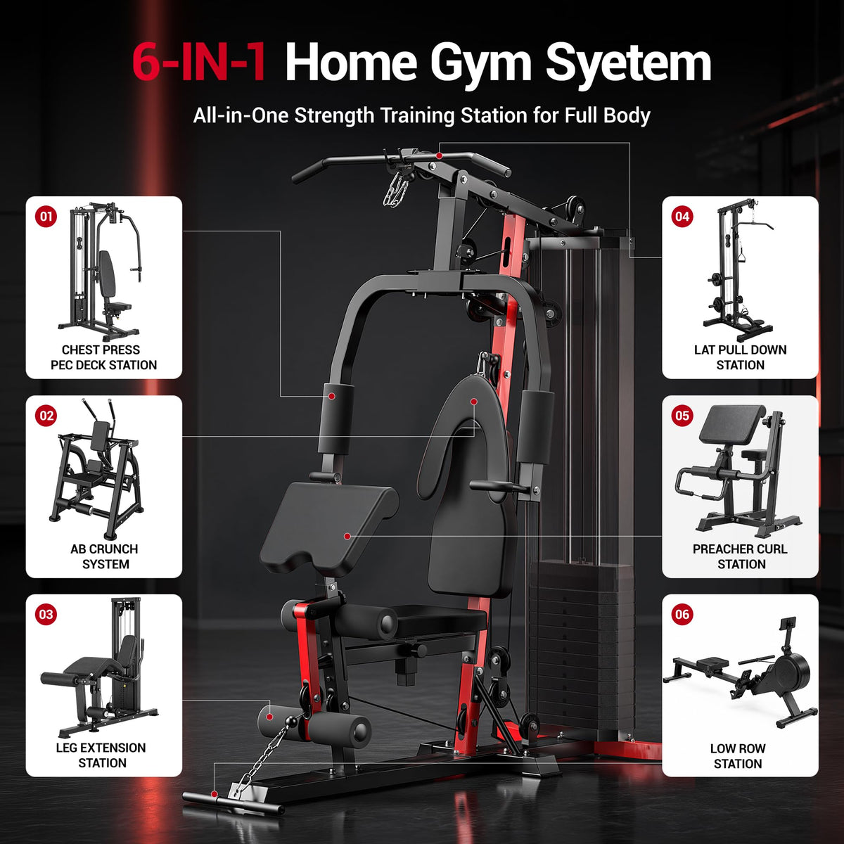 Home Gym System with 160LB Weight Stack Multifunctional All - ROBORE Official Imagery - 3