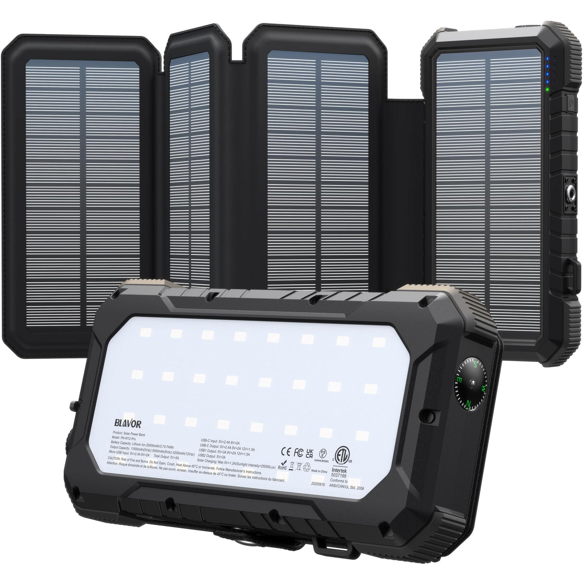 BLAVOR Solar Power Bank with 4 Foldable Panels 20000mAh - BLAVOR Official Imagery - 1