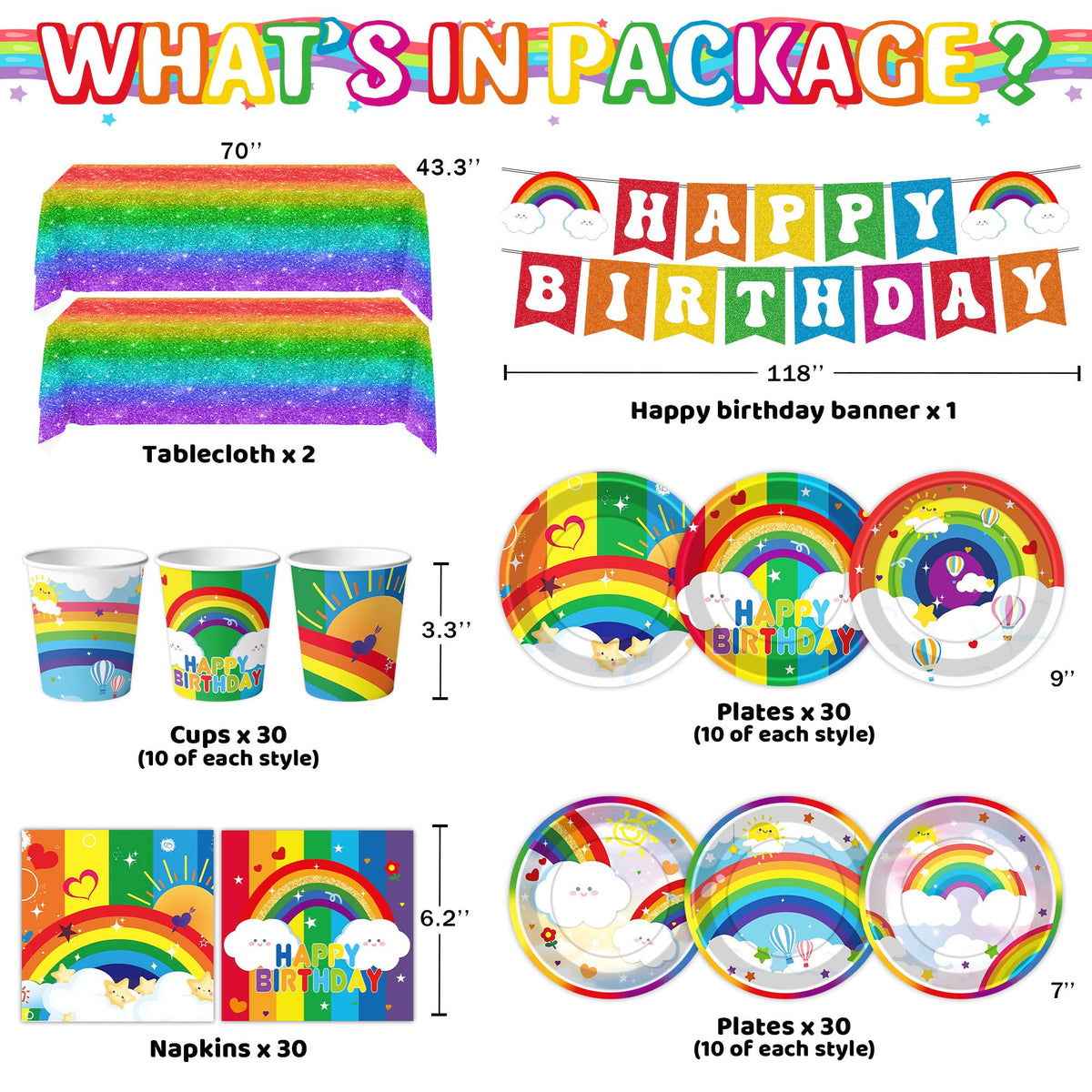 Rainbow Birthday Party Supplies Rainbow Theme Party - DMIGHT Official Imagery - 3