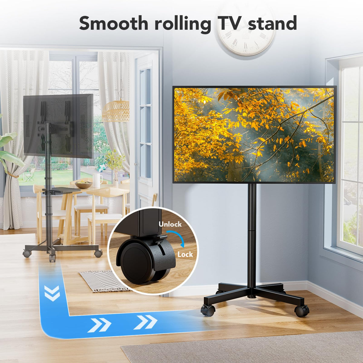 Mobile TV Cart Stand with Wheels for 23 60 tvs Height - AX WABER Official Imagery - 6