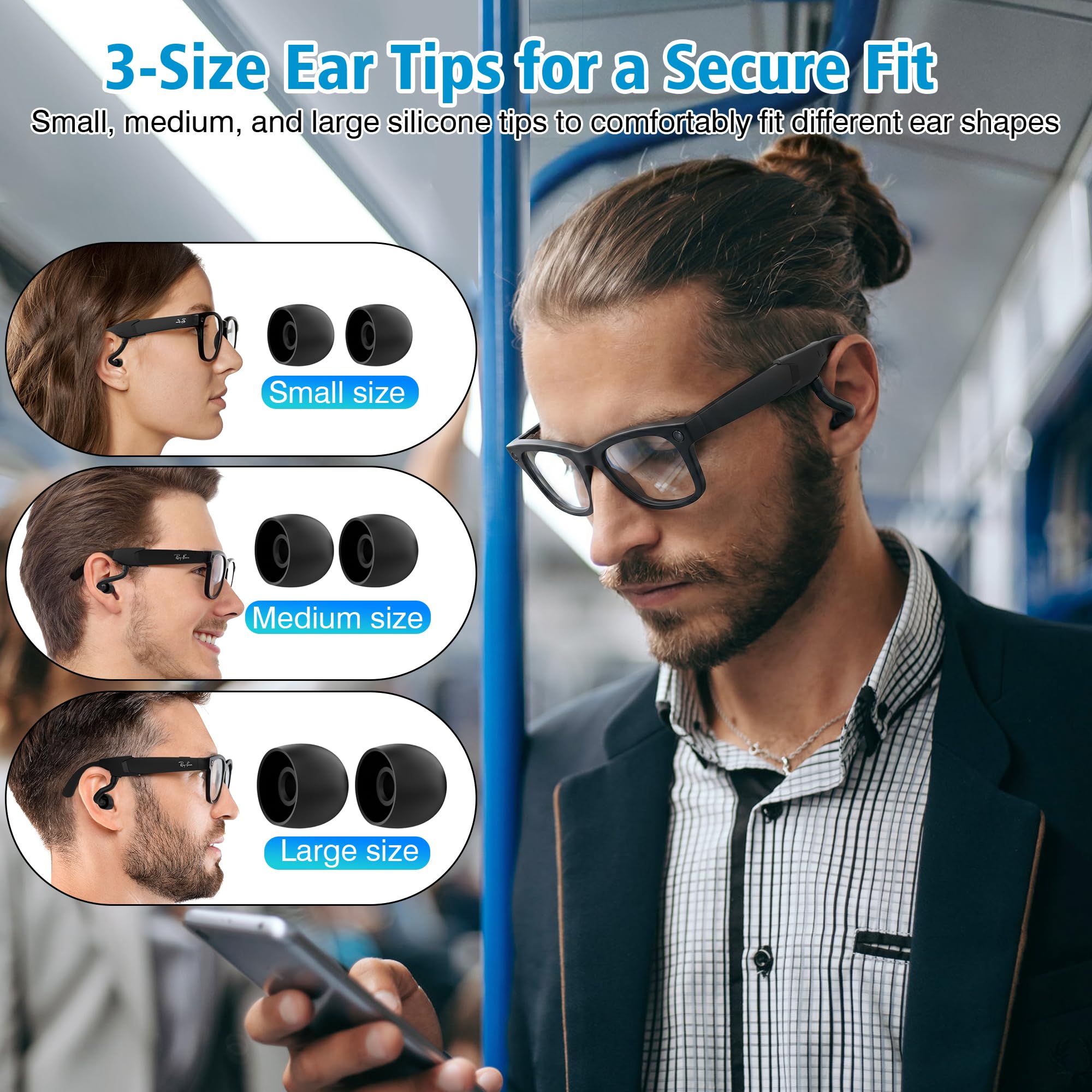 RCstyle HiBloks Voice Privacy Ear Tips for Ray-Ban Meta Smart Gla by RCstyle - Angle View 5