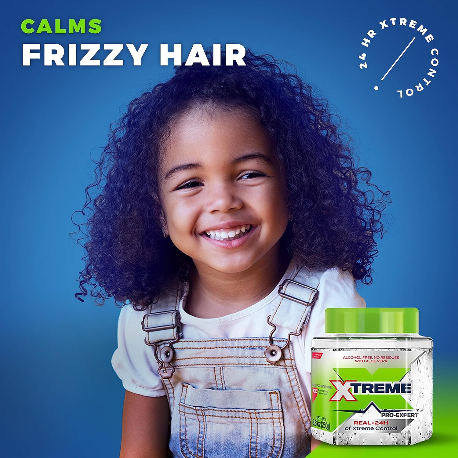 Xtreme Pro-Expert Clear Styling Hair Gel bottle with 24-hour alcohol-free, extreme hold for sleek, styled hair.