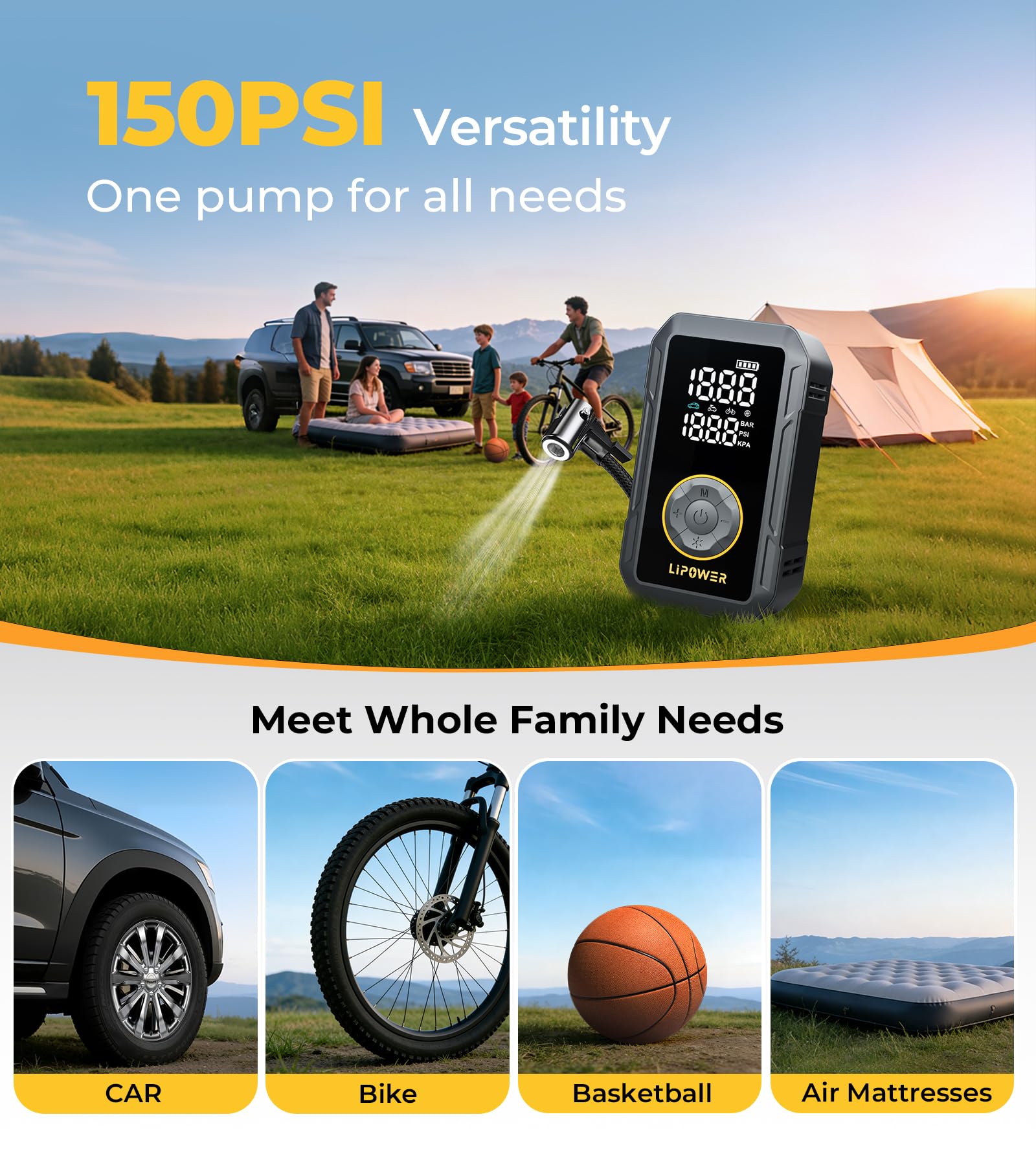 Tire Inflator Portable Air Compressor for Car, Bikes, Motorcycle - View 5