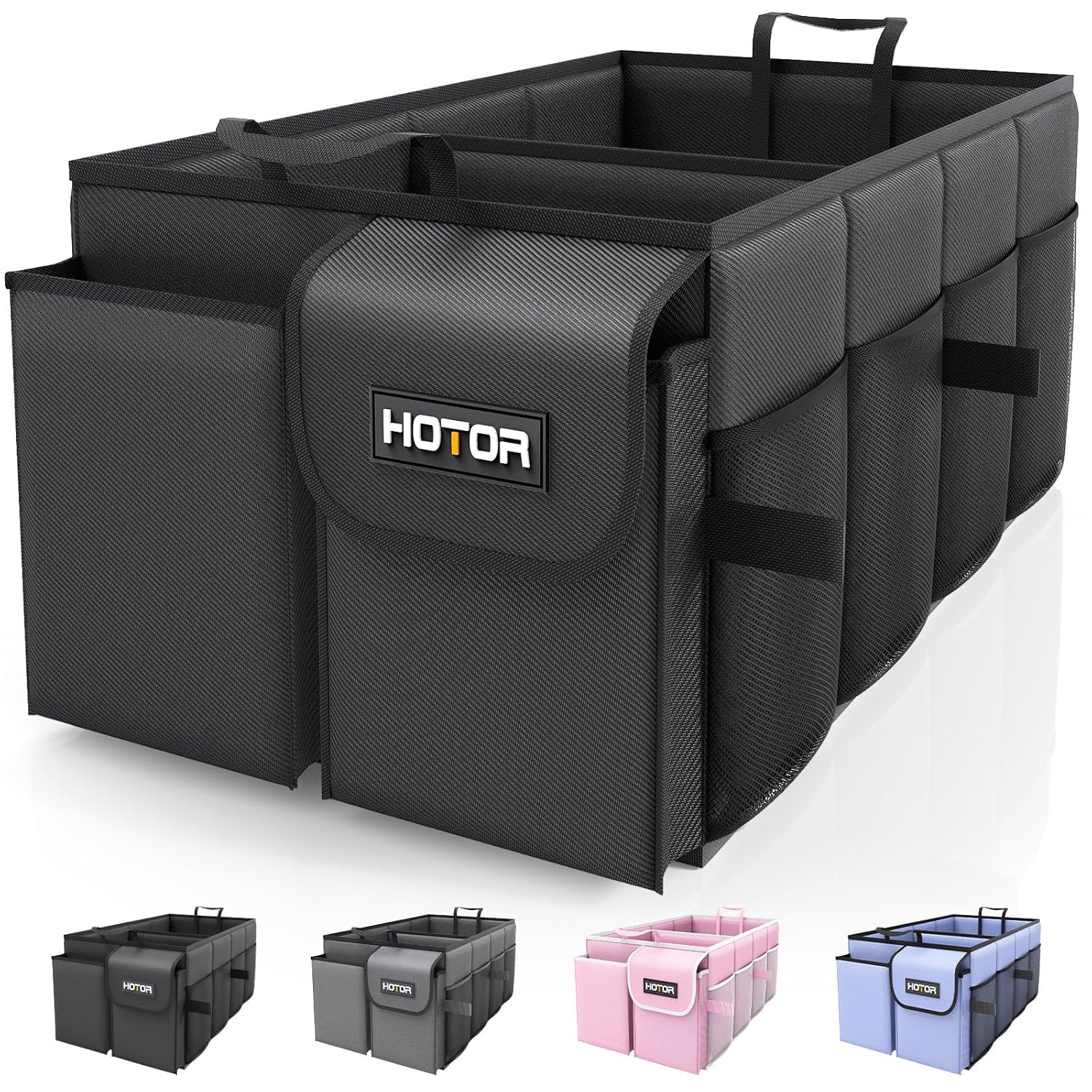 HOTOR Trunk Organizer - Car Organizer, Foldable Trunk organizer for SUVs & Sedans, Sturdy Car Organiz