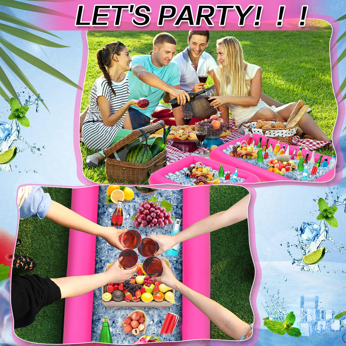 4 Pcs Inflatable Serving Bar Drink Cooler Ice Tray for Food - Leitee Official Imagery - 4