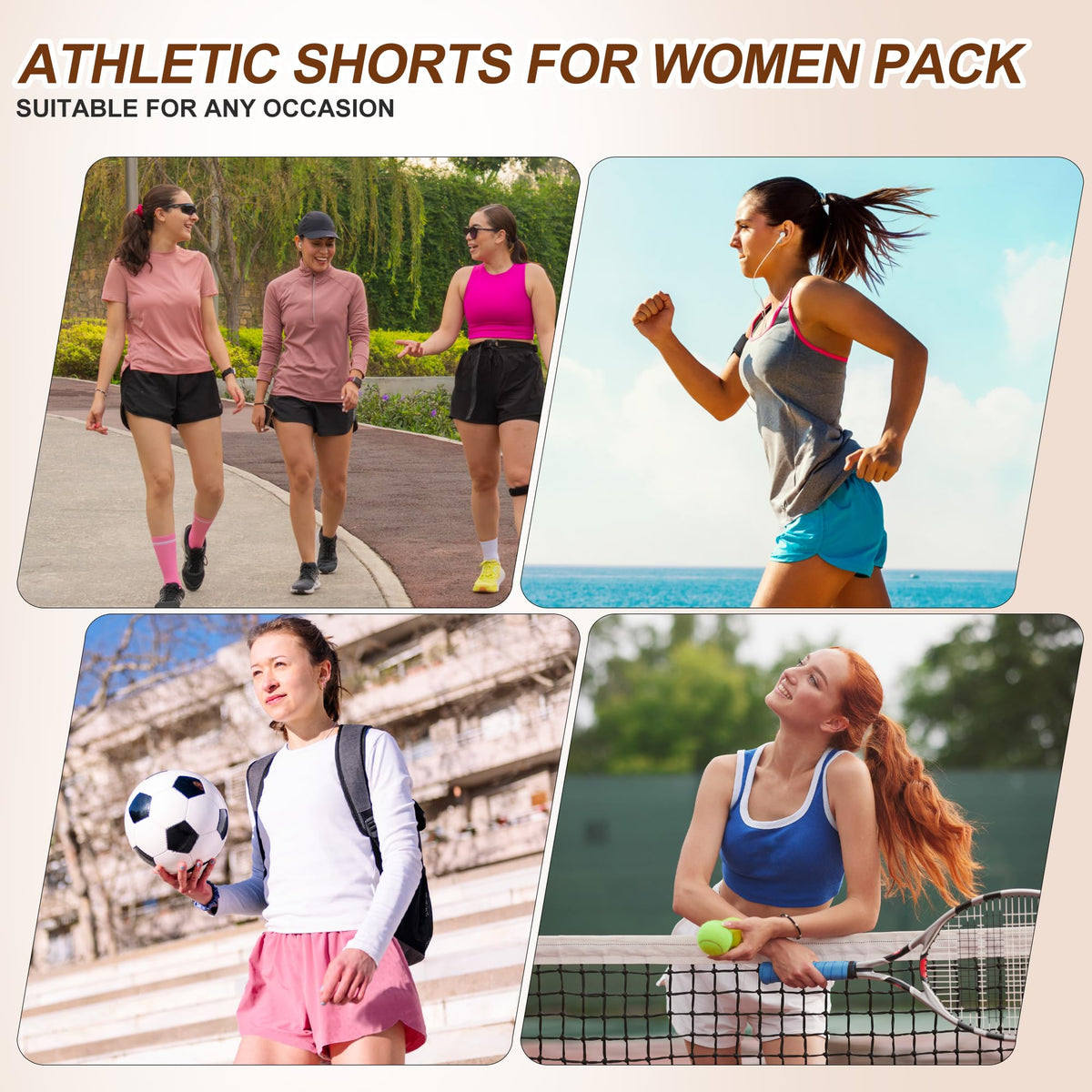 BALENNZ 5 Pack Womens Athletic Shorts with Pockets Workout - BALENNZ Official Imagery - 6