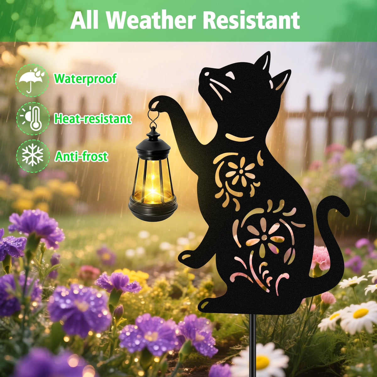 Solar Cat Hanging Lantern Outdoor 2 Pack Black Cat Solar - yulloyello Official Imagery - 4