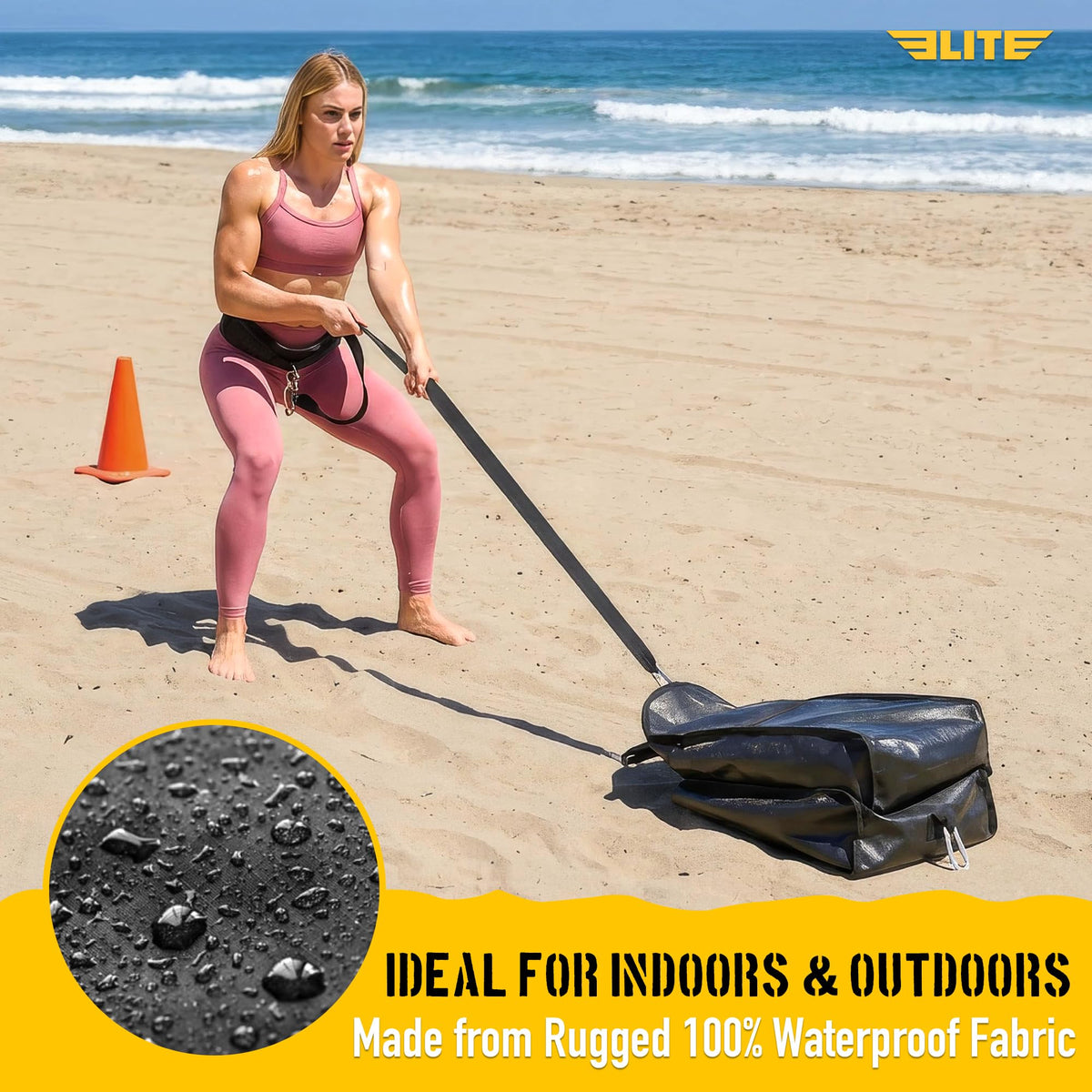 Elite Twin Sand Bag Sled Workout Sled Waterproof UNFILLED - Elite Sports Official Imagery - 6