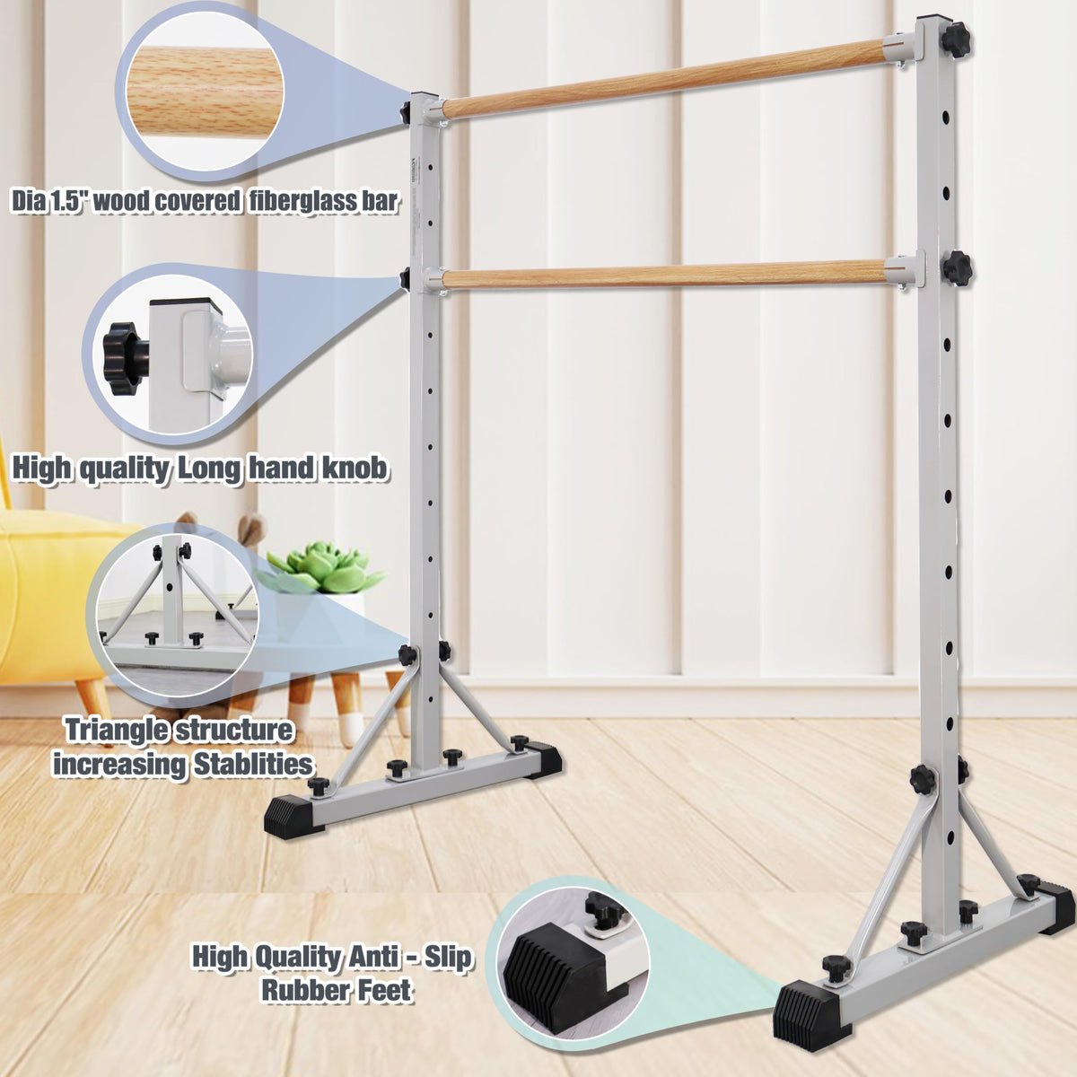 Adjustable Ballet Barre Portable Dance bar Fitness Equipment - FC FUNCHEER Official Imagery - 4