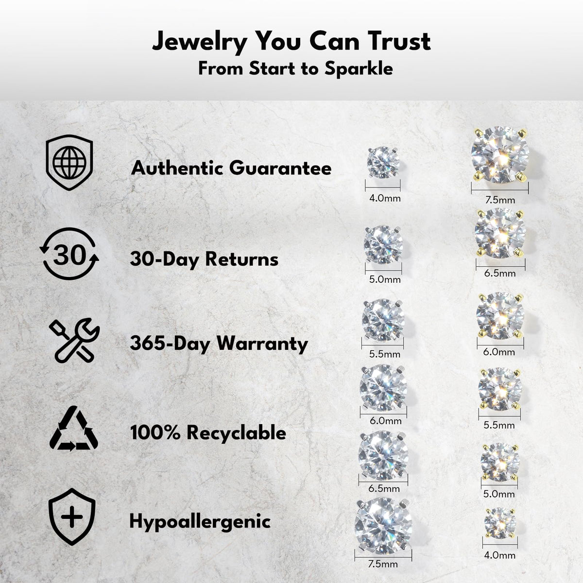 KRKC CO Lab Grown Moissanite Stud Earrings for Women - KRKC&CO KEEP REAL KEEP CHAMPION Official Imagery - 7