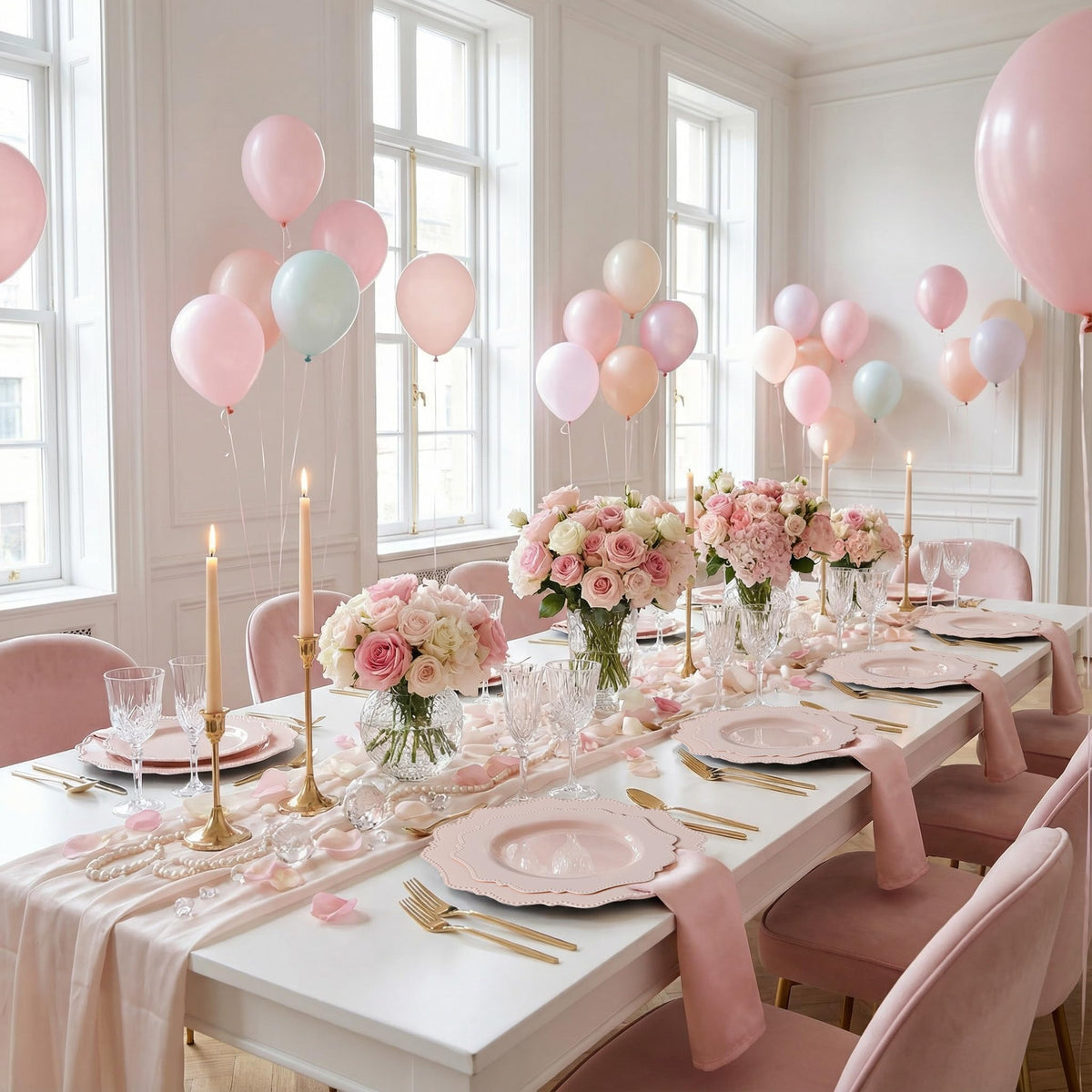COLOSUS 60 PCS Pink Disposable Plastic Plates Fancy Beaded - COLOSUS Official Imagery - 7