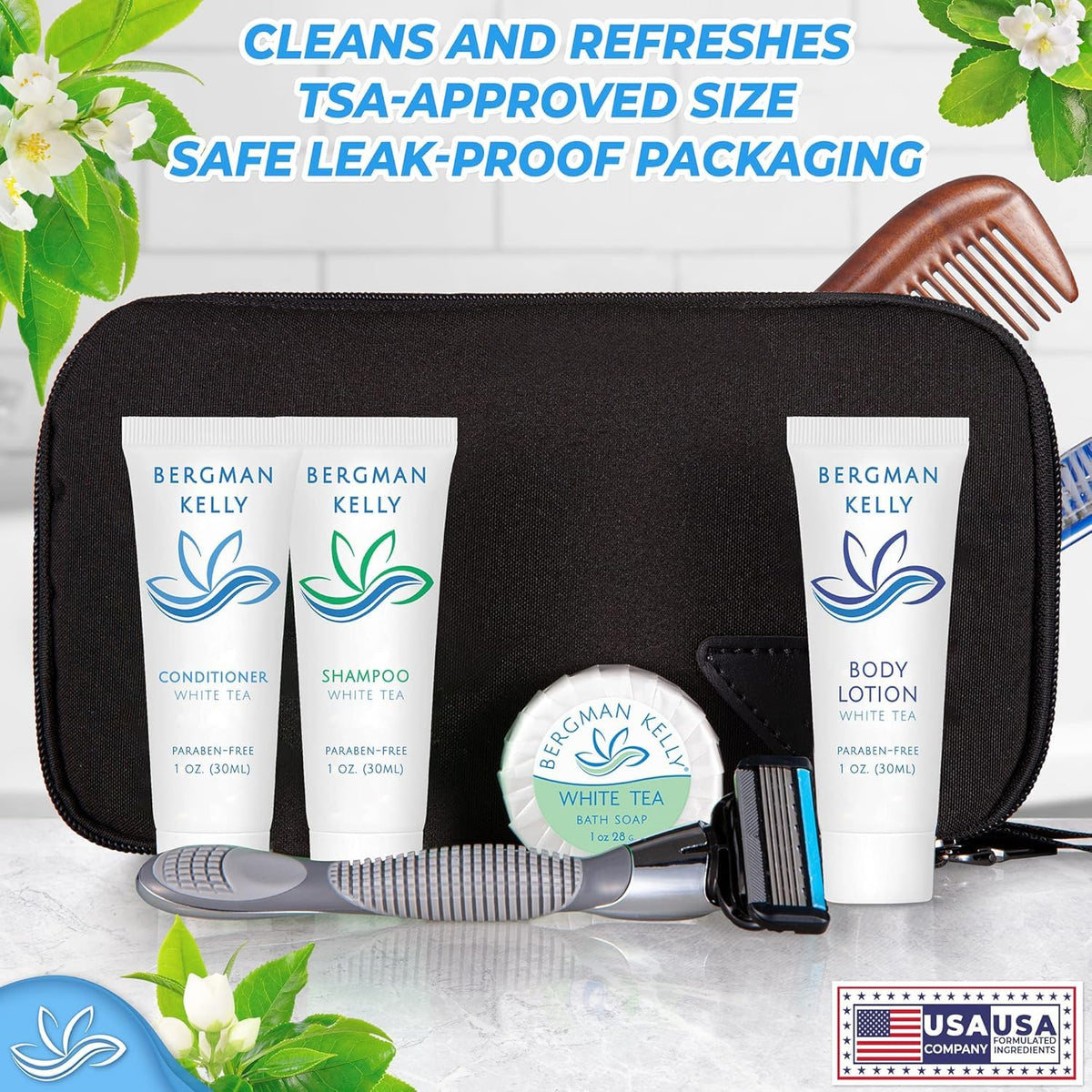 125 Pcs Hotel Soap Bulk Toiletries 5 Pcs Set White Tea 1 oz - BERGMAN KELLY Official Imagery - 5