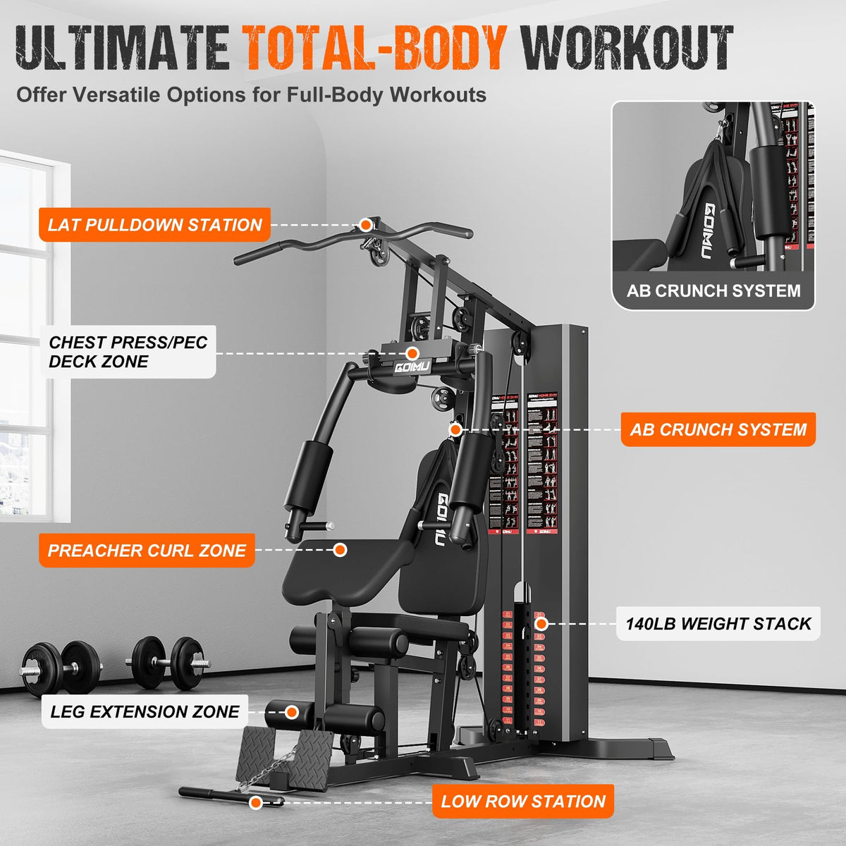 Home Gym M1 Workout Station with 140LBS Weight Stack - Goimu Official Imagery - 4