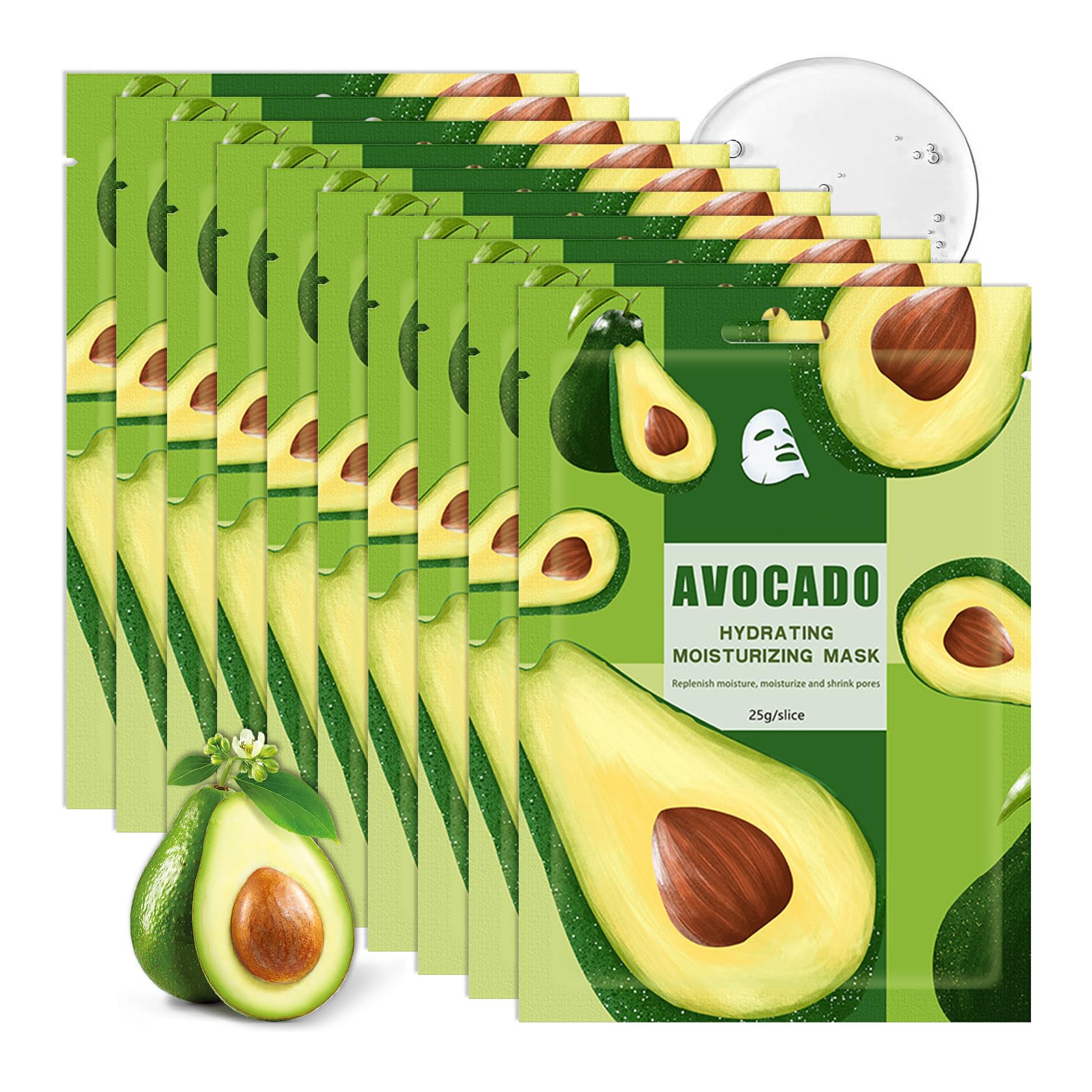 10PCS Hydrating Facial Sheet Mask,Moisturizing Face Masks - JunKuJK