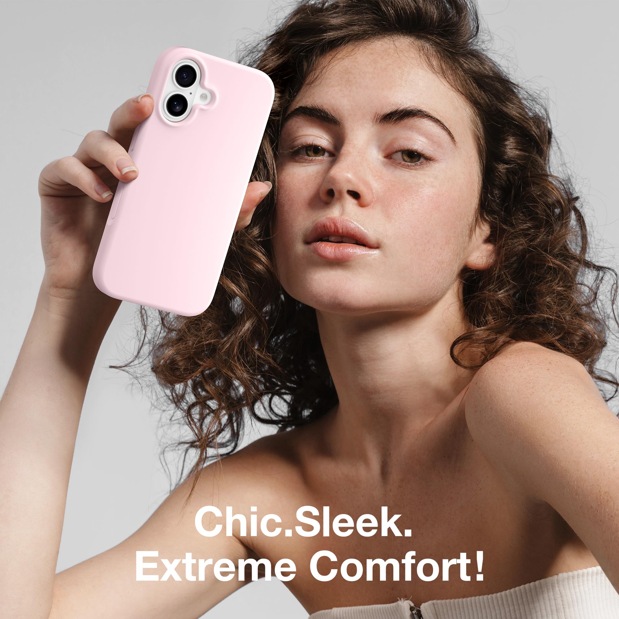 GONEZ Magnetic for iPhone 16 Case, Silicone Cover Chalk Pink - GONEZ Official Product View 8