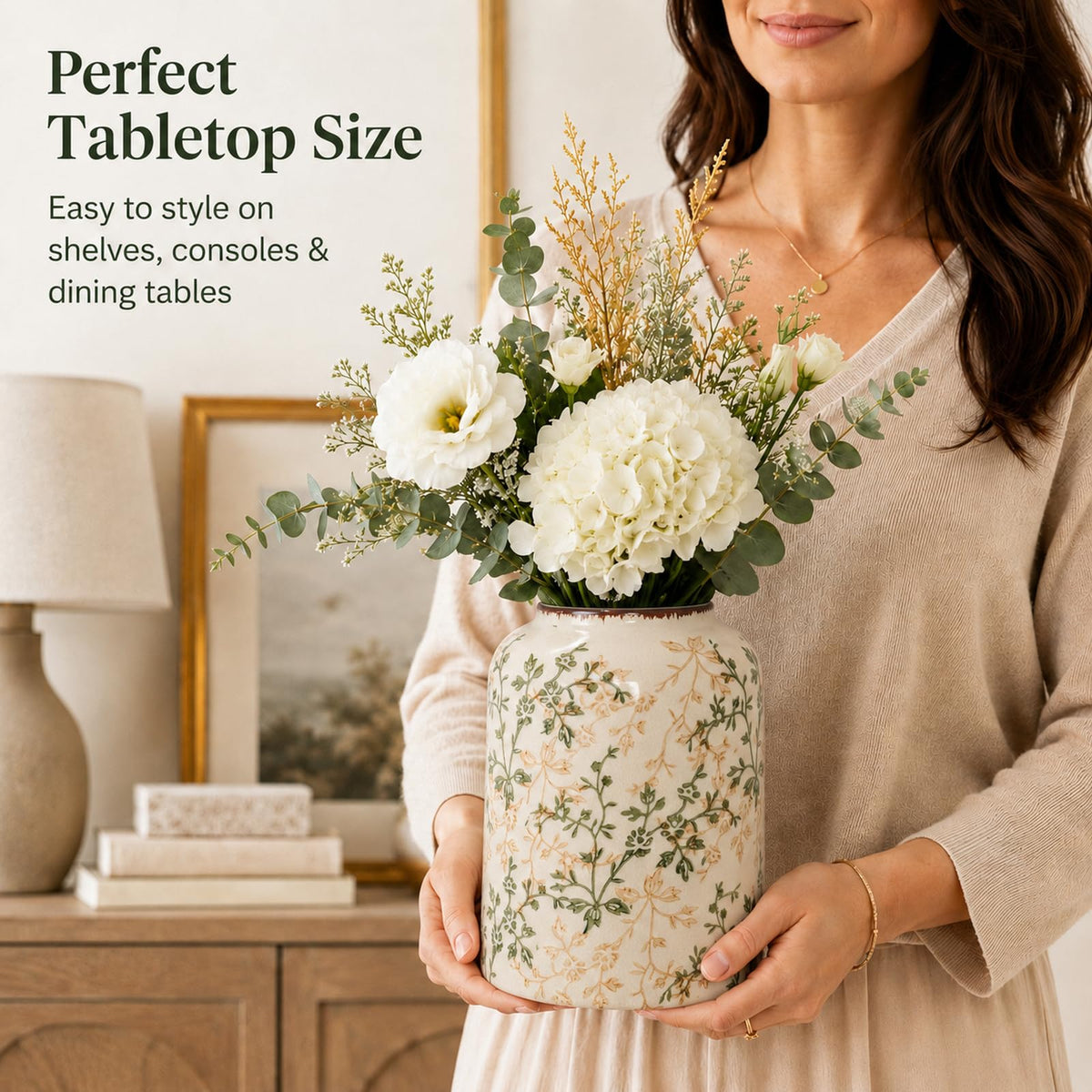 Rustic Tuscan Cream Ceramic Flower Vase - AUGsea Official Imagery - 4