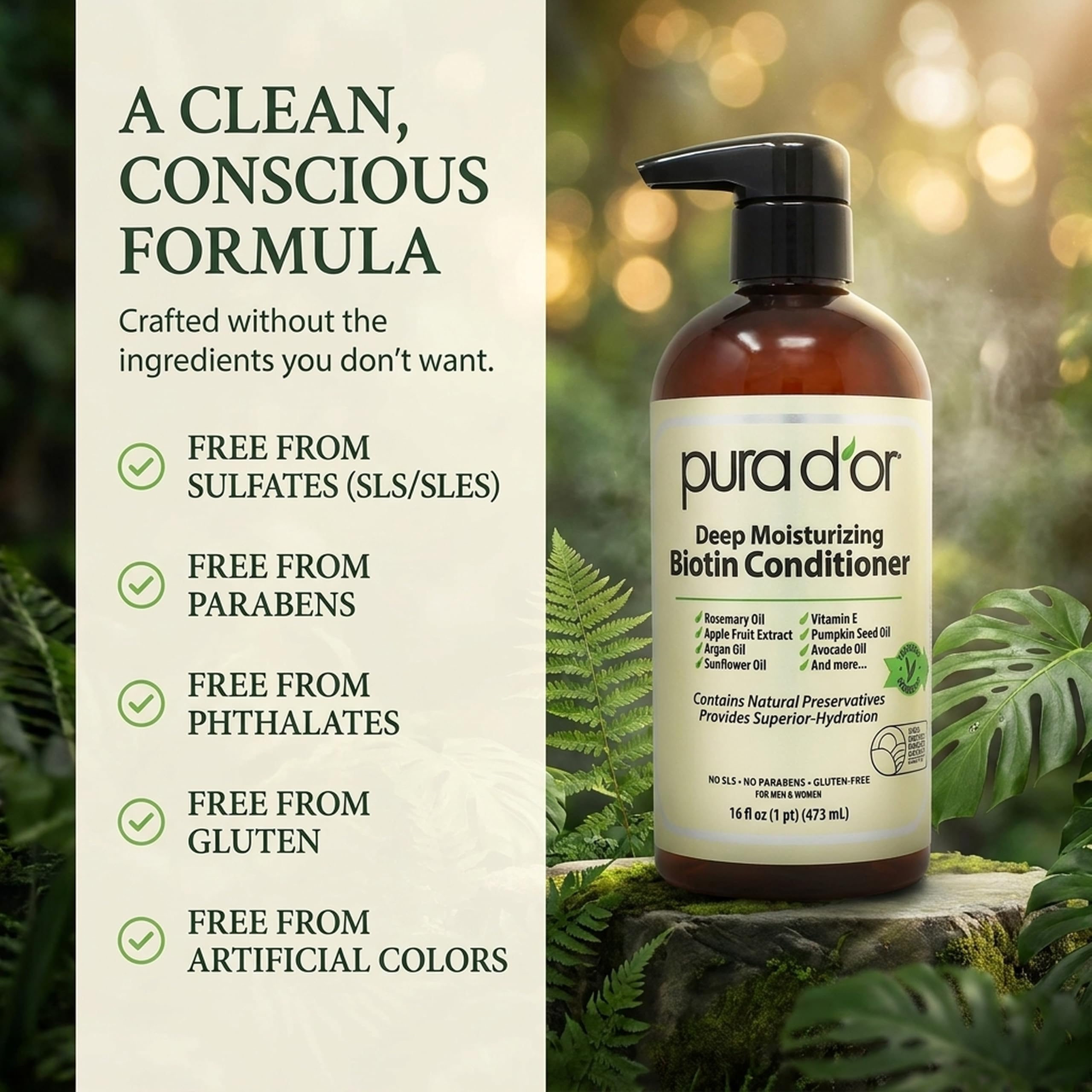 PURA D'OR Deep Moisturizing Biotin Hair Regrwoth Conditioner Thickens, Softens, - PURA D'OR Official Product View 5