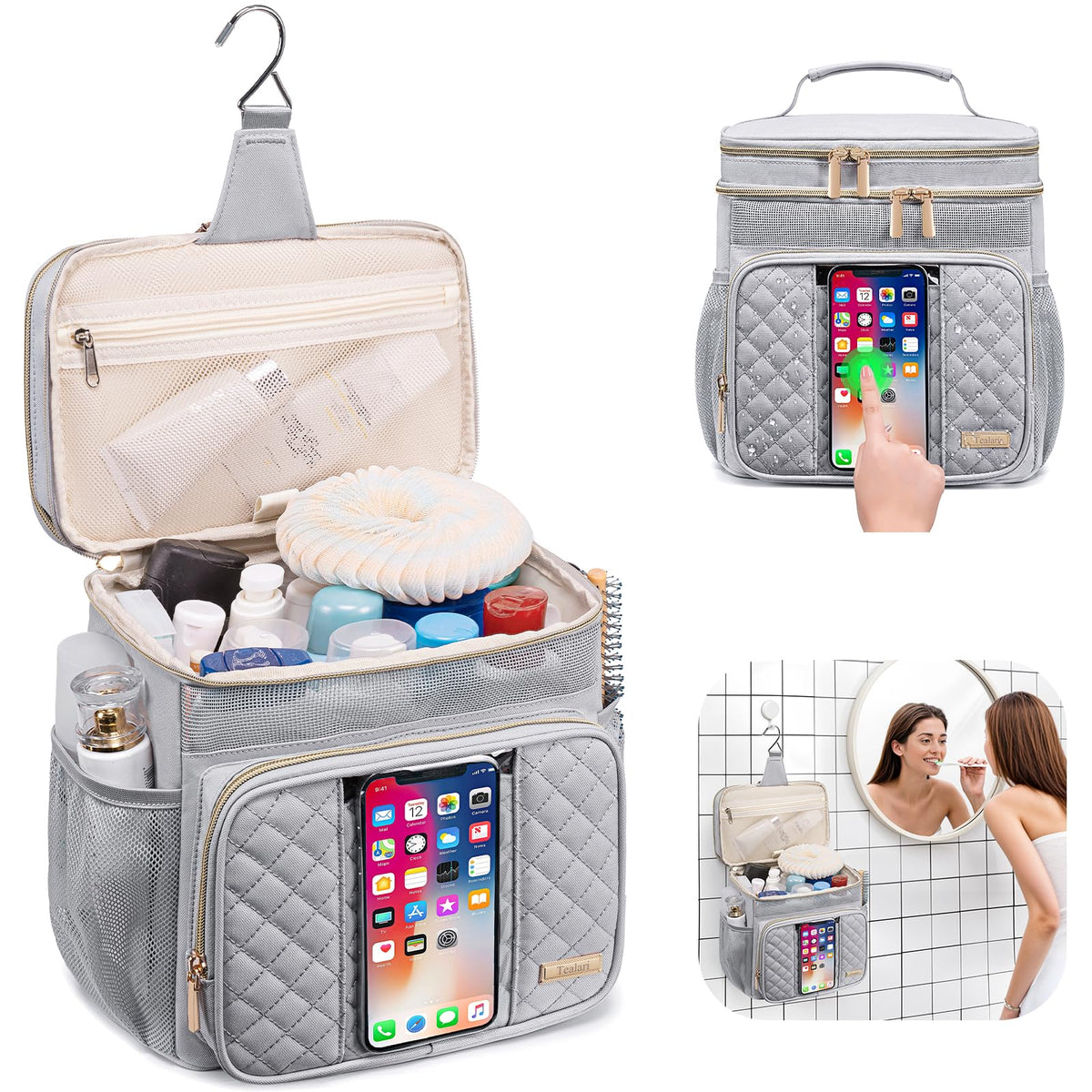 Tealari Large Toiletry Bag for Women Men Bathroom Bag Water - Tealari Official Imagery - 3