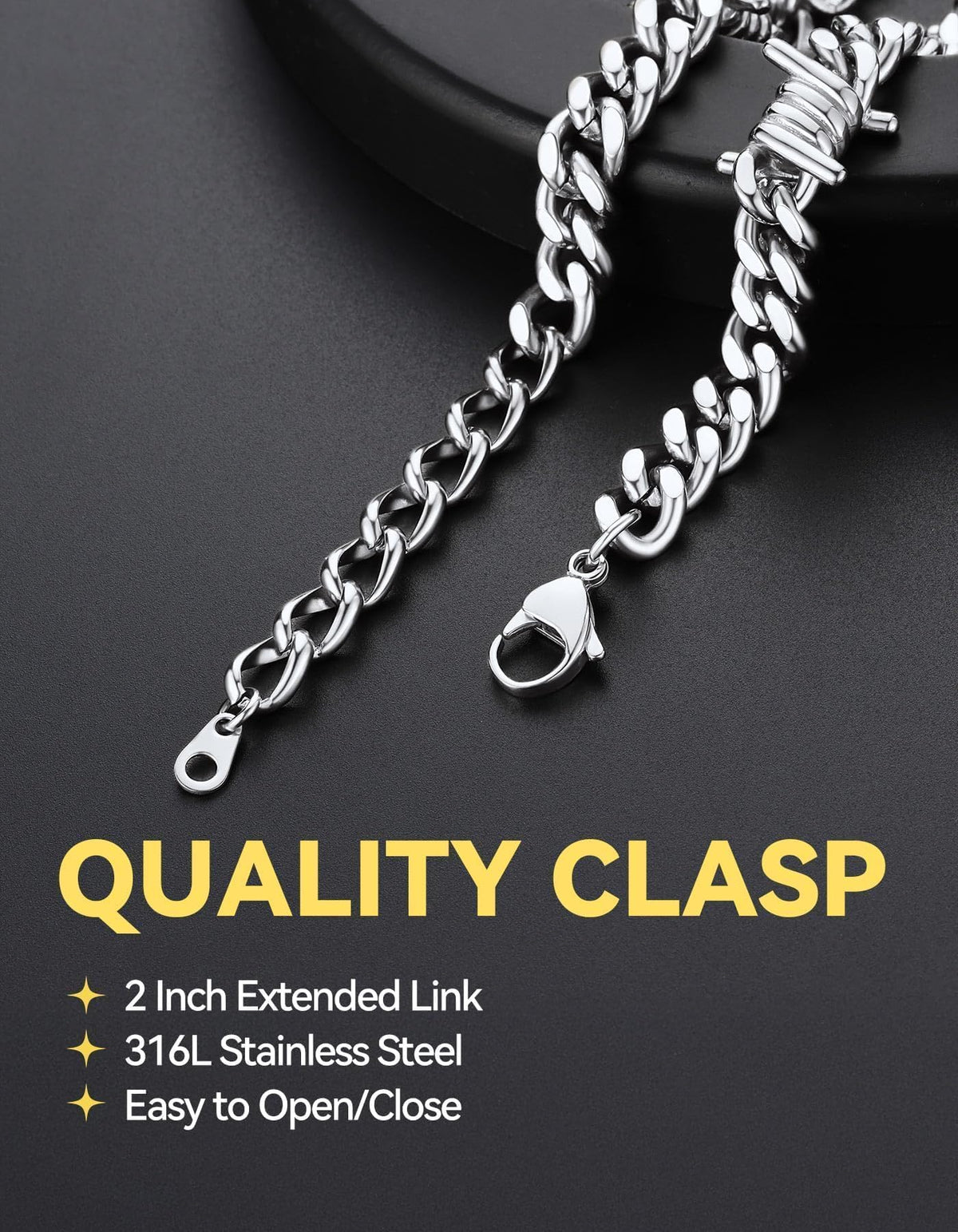 ChainsHouse Barbed Wire Bracelet Cuban Link Chain Bracelet - ChainsHouse Official Imagery - 6