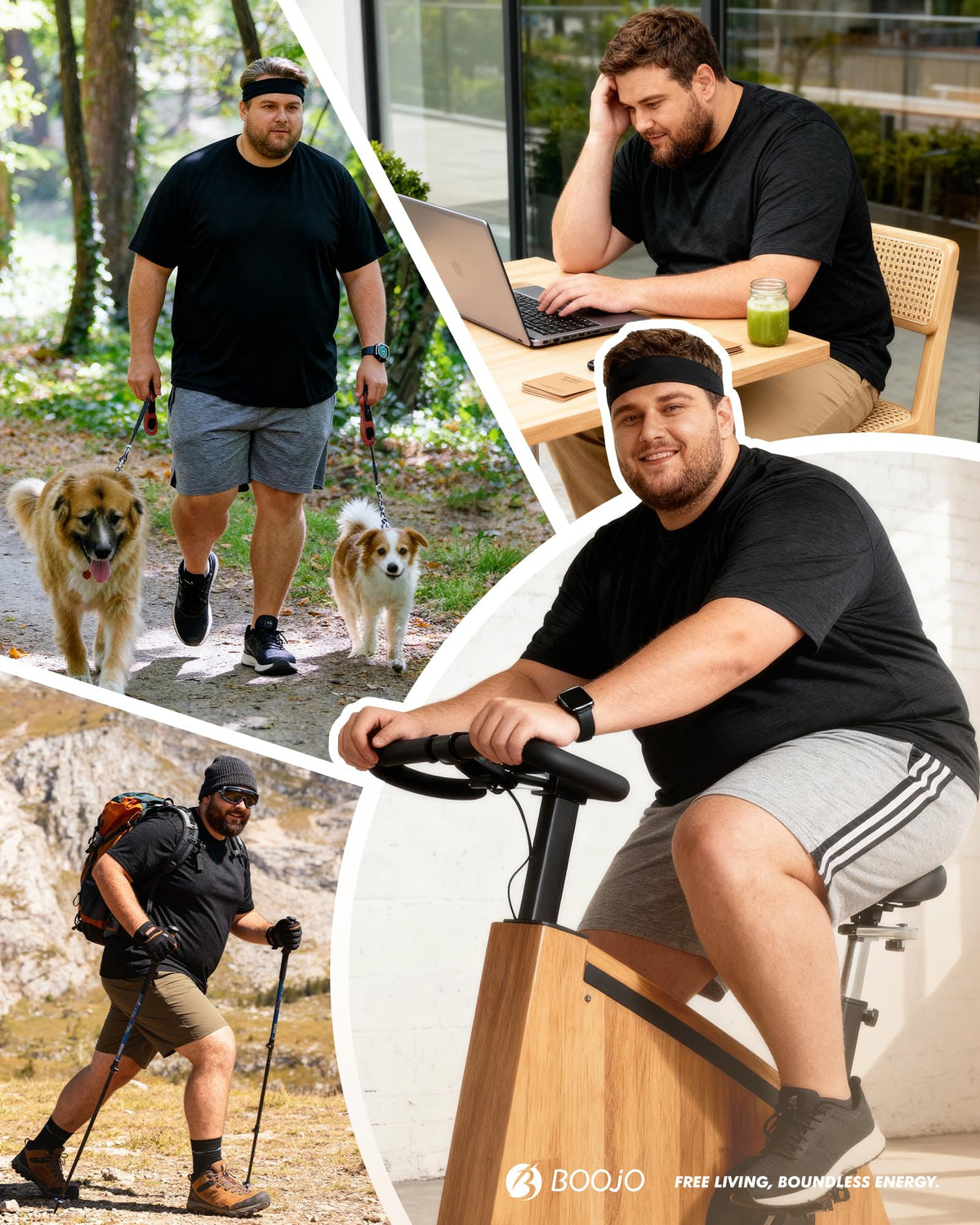 3 Pack Workout Mens Shirts Gym Quick Dry Moisture Wicking T - BOOJO Official Imagery - 3
