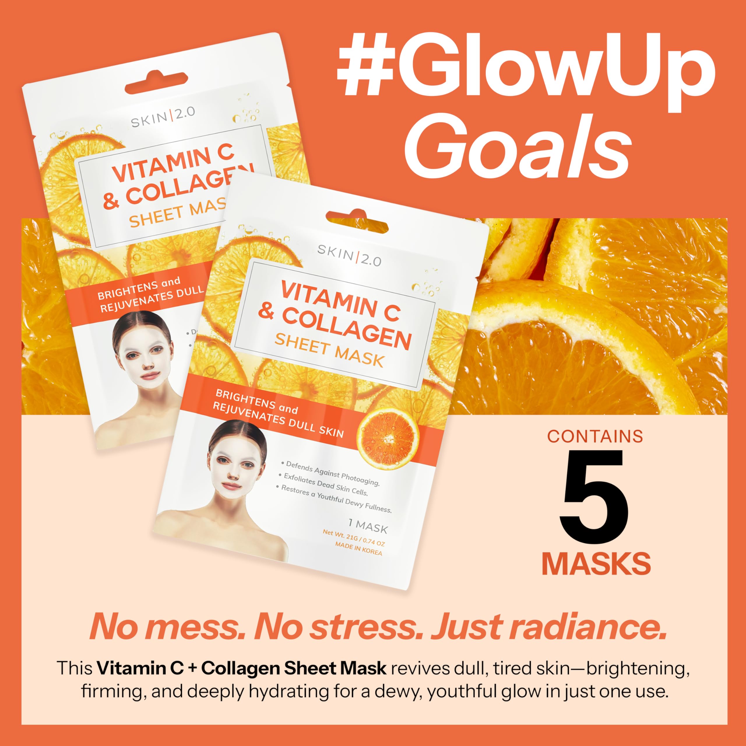 Skin 2.0 Vitamin C &amp; Collagen Sheet Mask - Skin 2.0