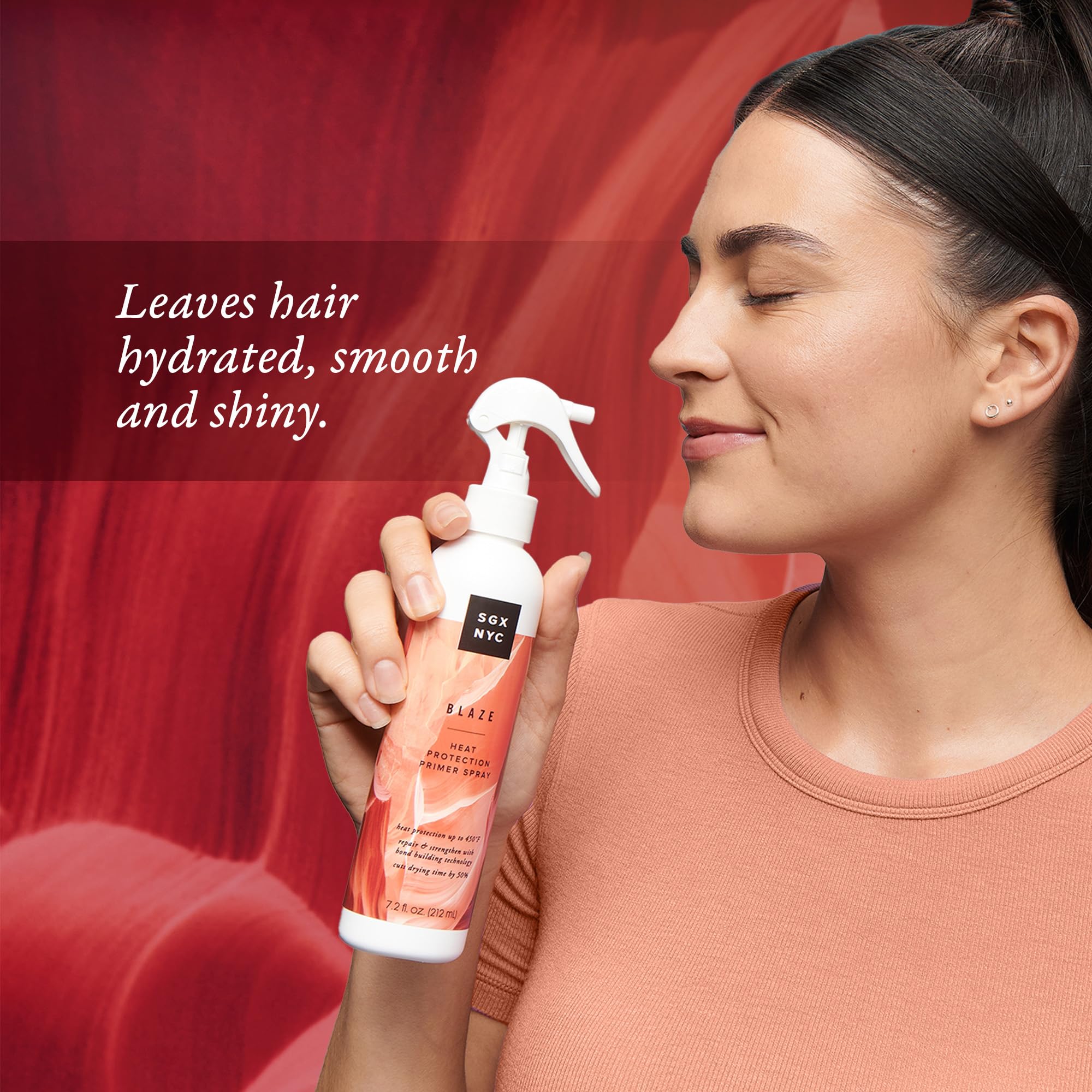 SGX NYC Blaze Heat Protection Primer Spray - Leave-In Heat Protection Spray for Hair - Infused with Ceramides - Revitalizes Damaged Hair - 2 pc