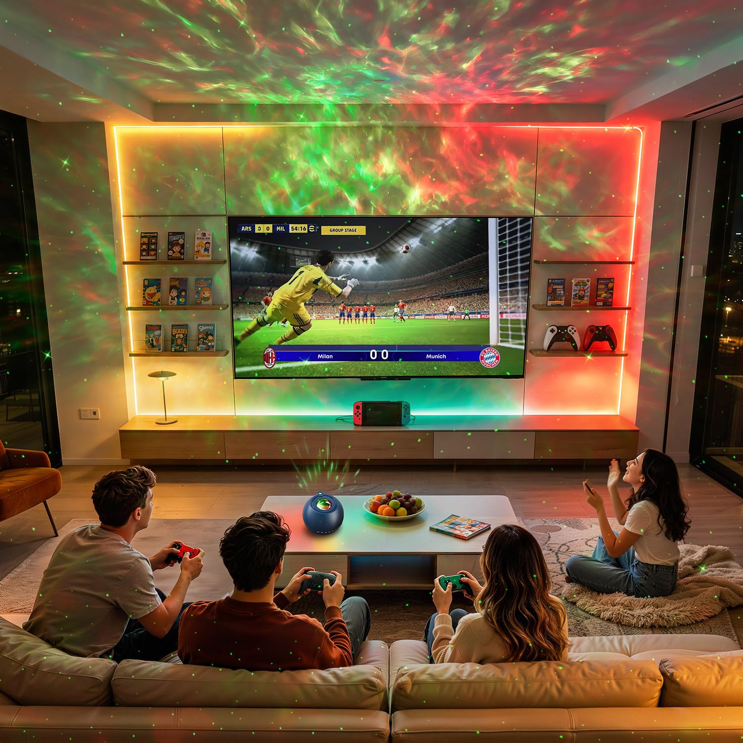 One Fire 360 Game Lights Galaxy Projector Gaming Accessories Gaming Ro - View 5