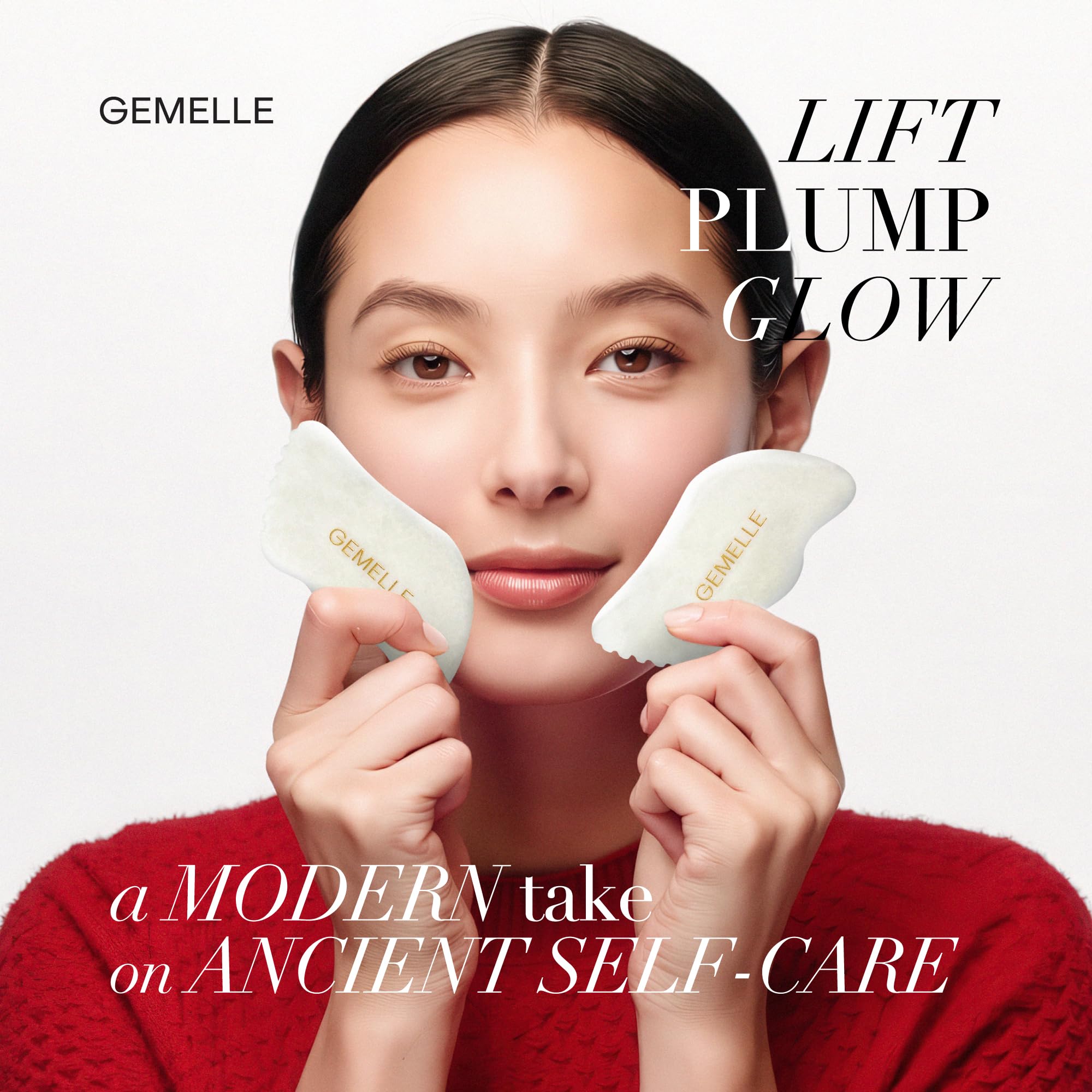 Lymphatic Gua Sha Face Oil with Jade Gua Sha Stone Set - GEMELLE