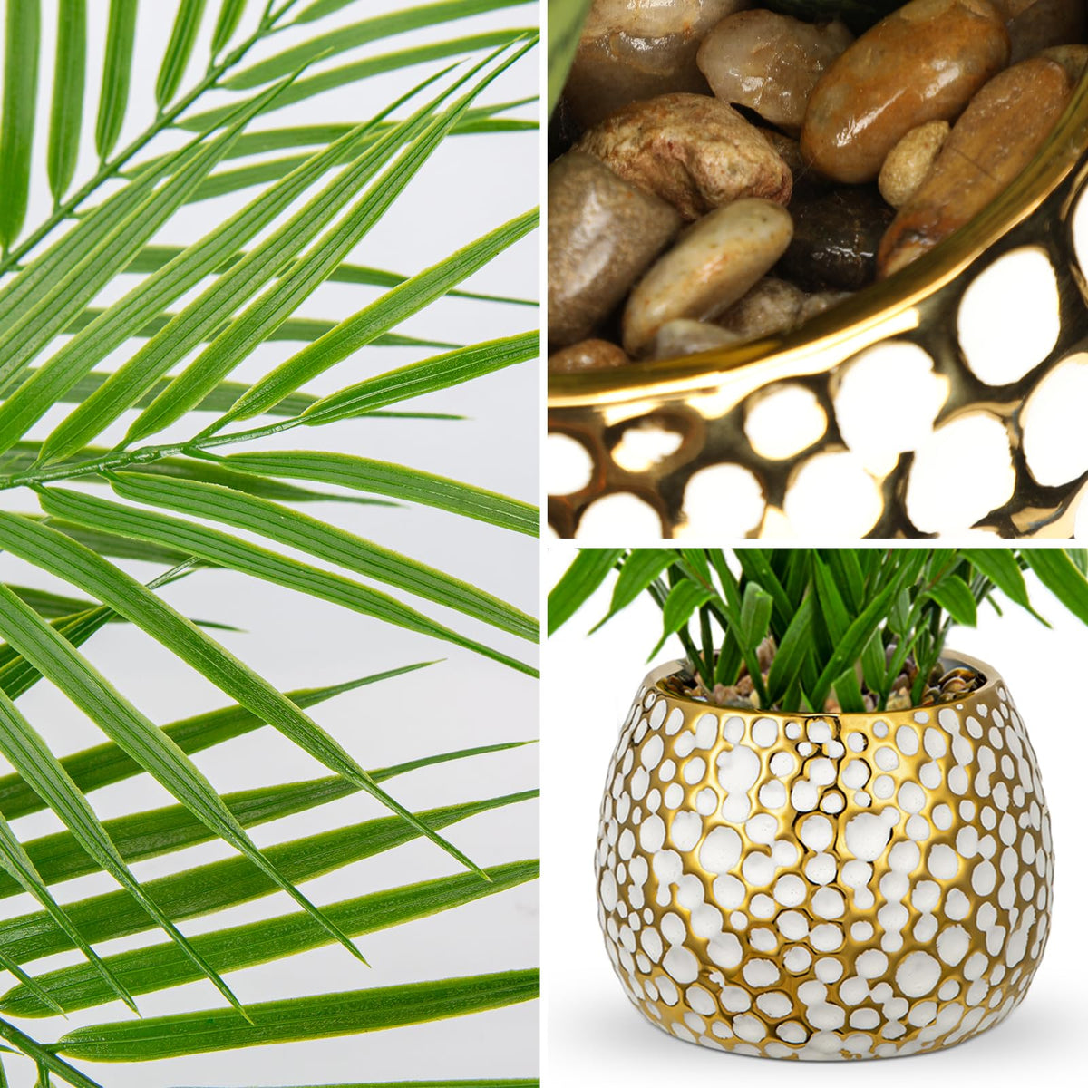 Briful Fake Plants 15 Faux Palm Plant in Gold White Pot - Briful Official Imagery - 5