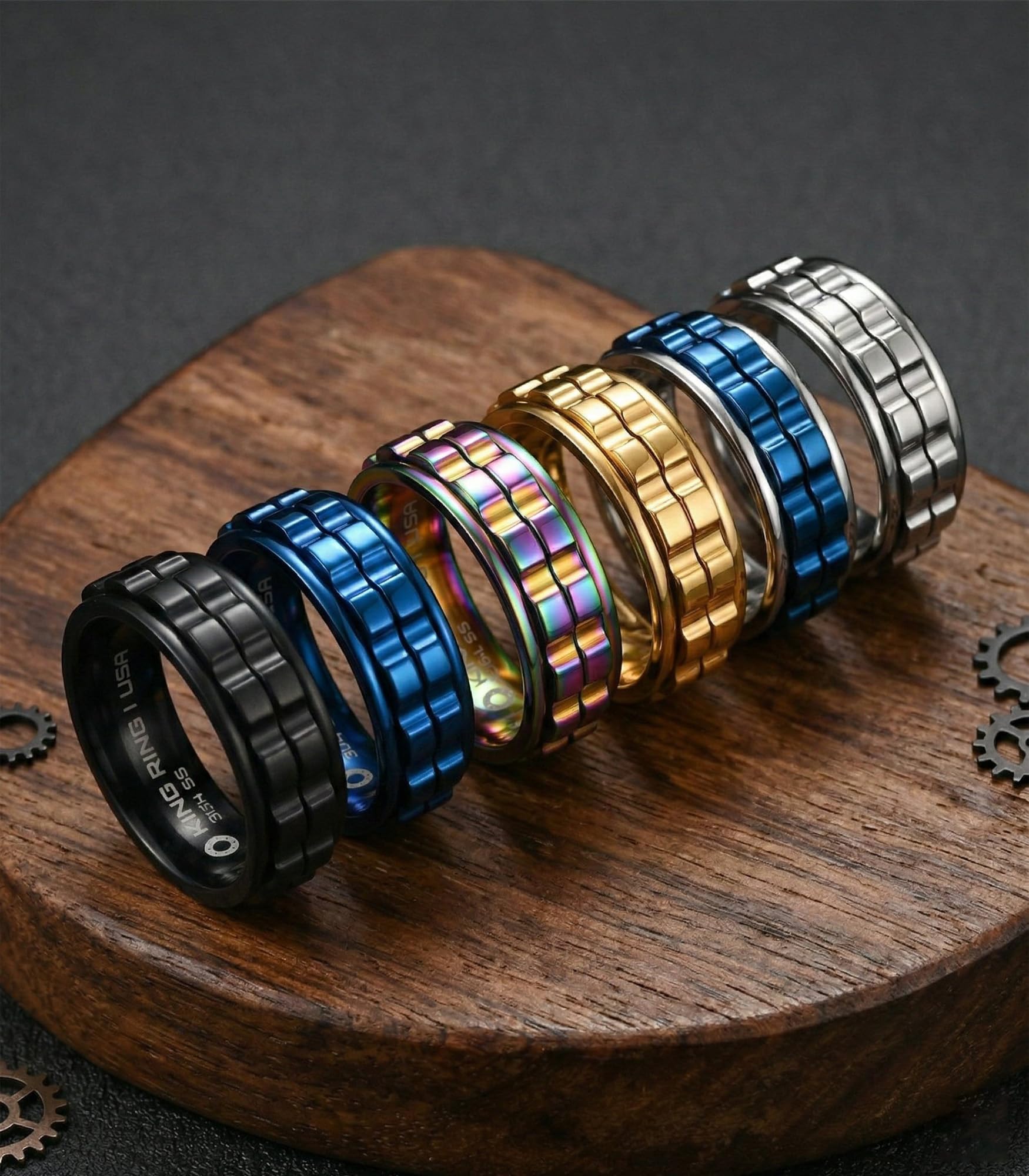 King Ring K42 Gear Spinner Ring – Stainless Steel Fidget Band