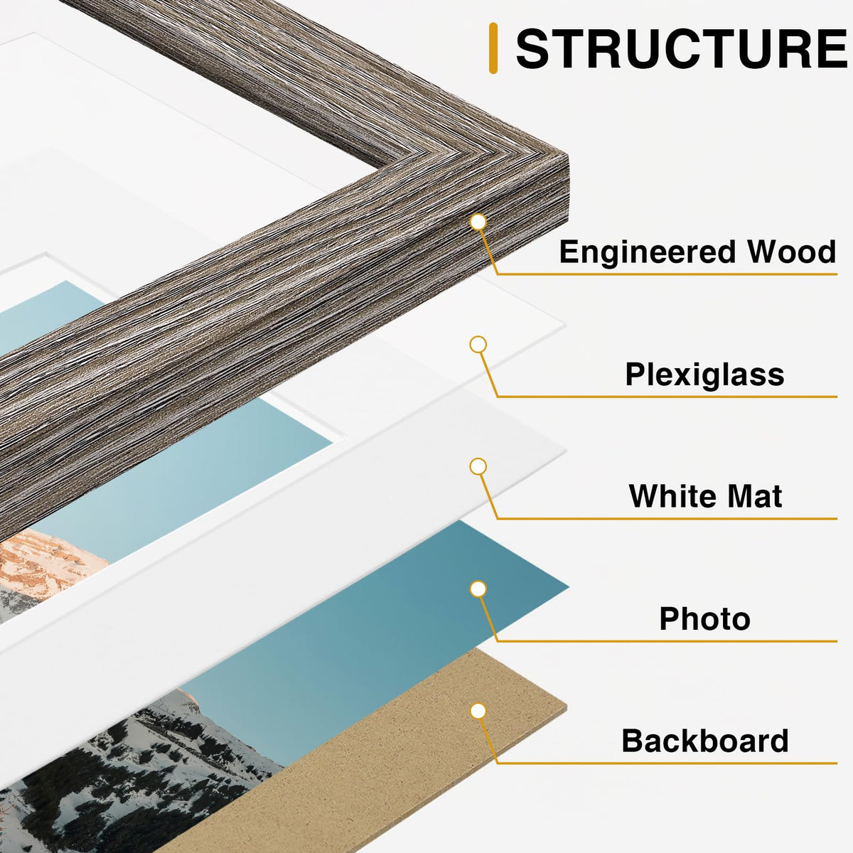 20 Pack Picture Frames Collage Wall Decor Black Brown Dark - Vittanly Official Imagery - 7
