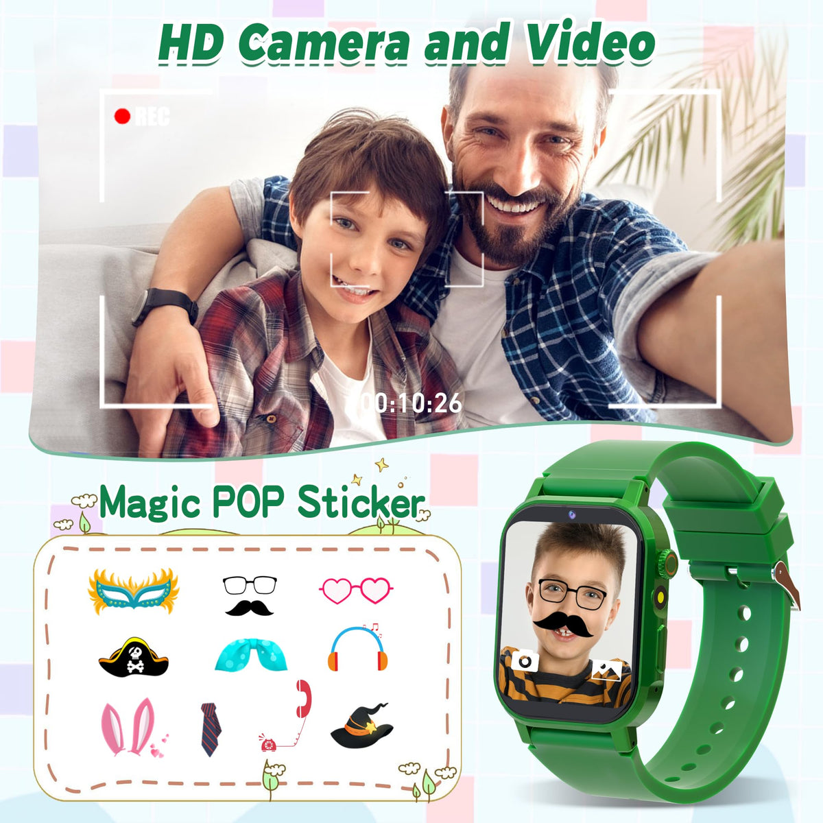 Phyulls Kids Smart Watch with 32 Puzzle Games Video HD - Phyulls Official Imagery - 5