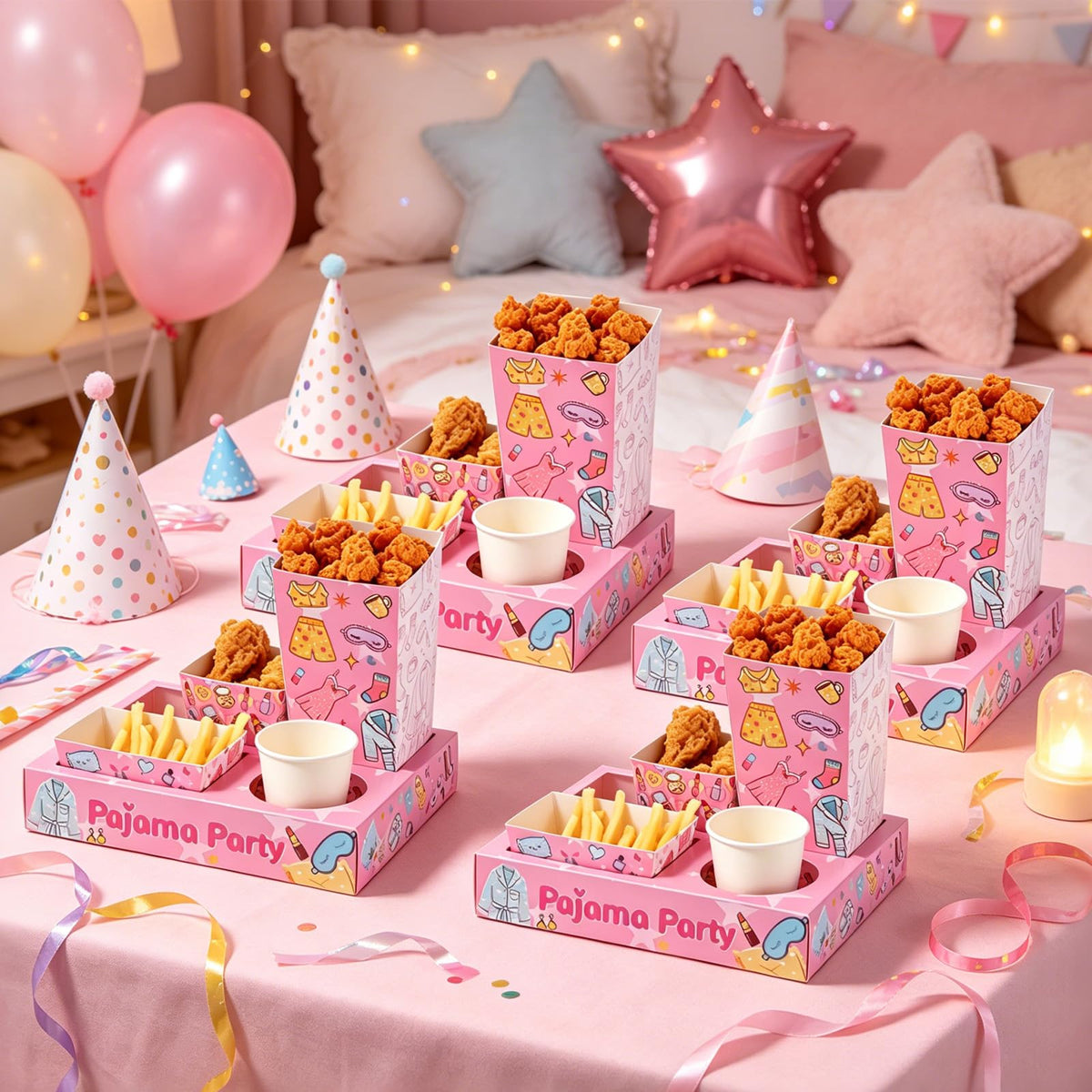 12Set Pajama Party Snack Tray Kit Slumber Party Supplies - HFYZZ Official Imagery - 7