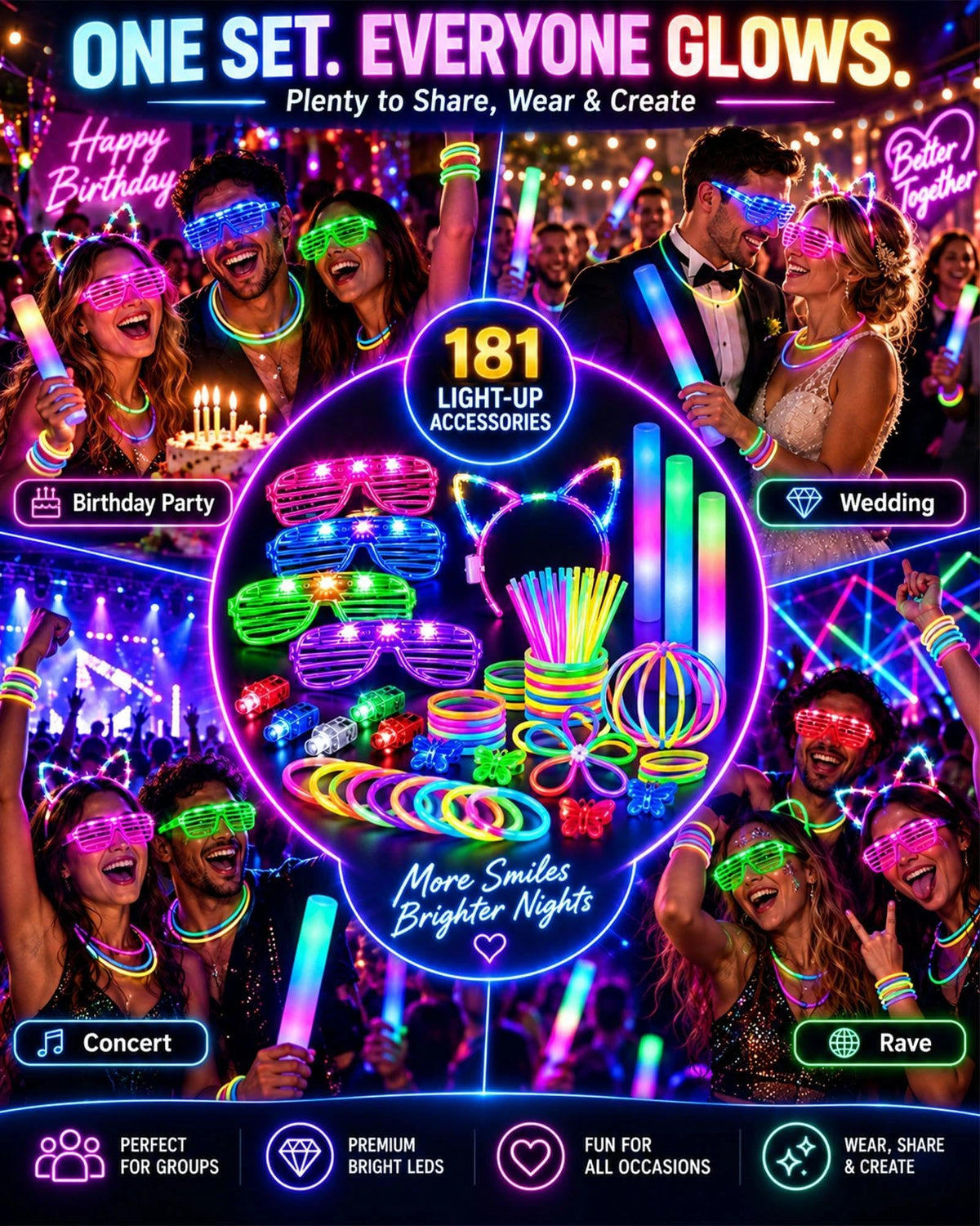 181PCS Glow in The Dark Party Supplies Glow Sticks Party - Ploithic Official Imagery - 8