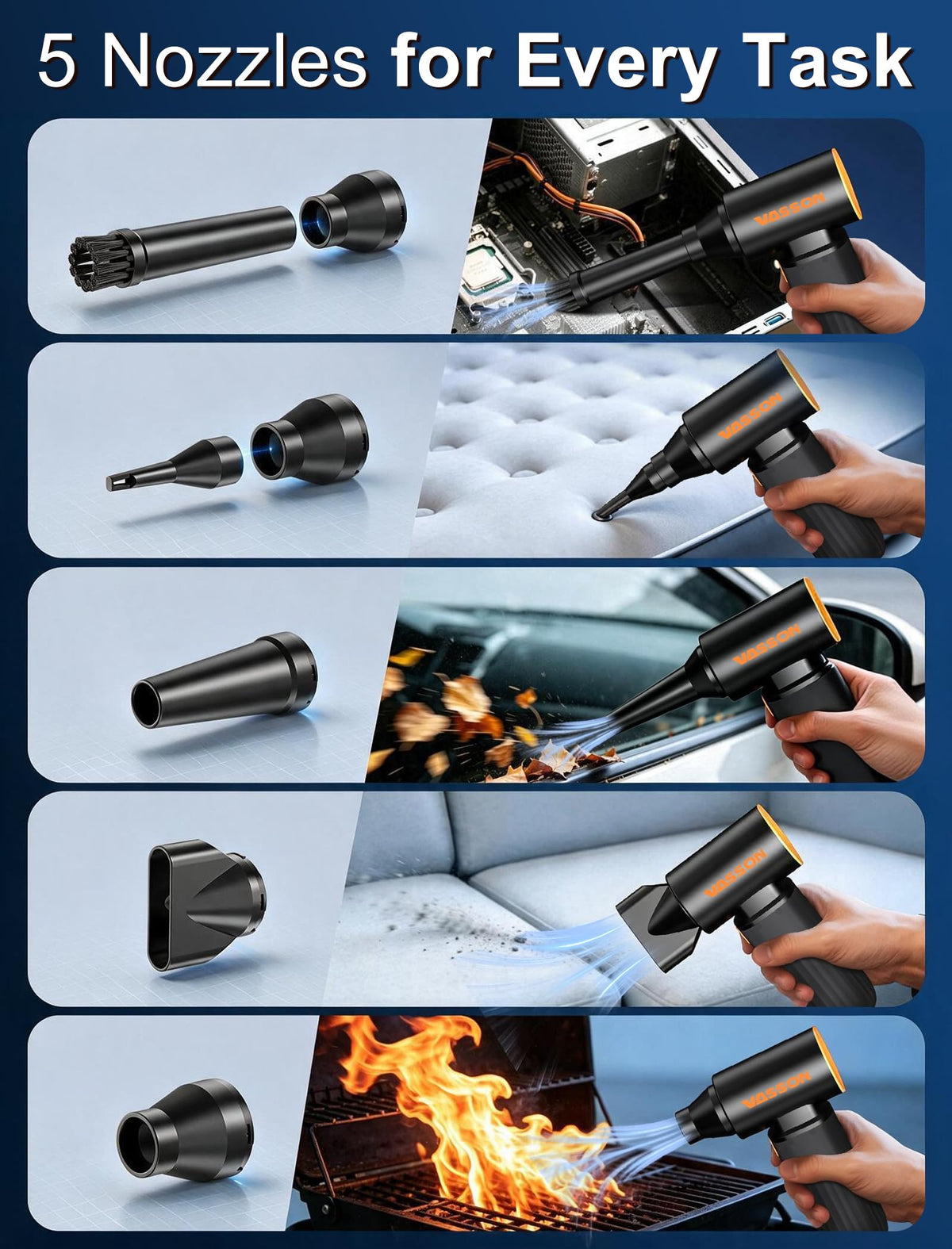 VASSON Compressed Air Duster 260000RPM Cordless Ultra 3 - VASSON Official Imagery - 7