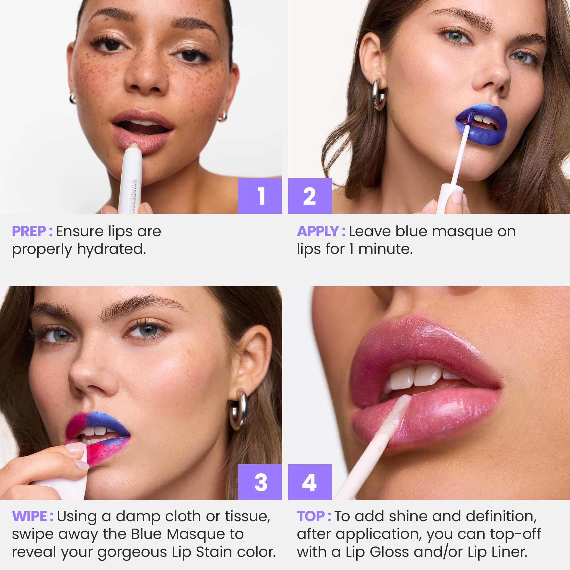 Wonderskin Lip Stain – Long Lasting, Waterproof, Lip Tint Peel Off Mas - View 4
