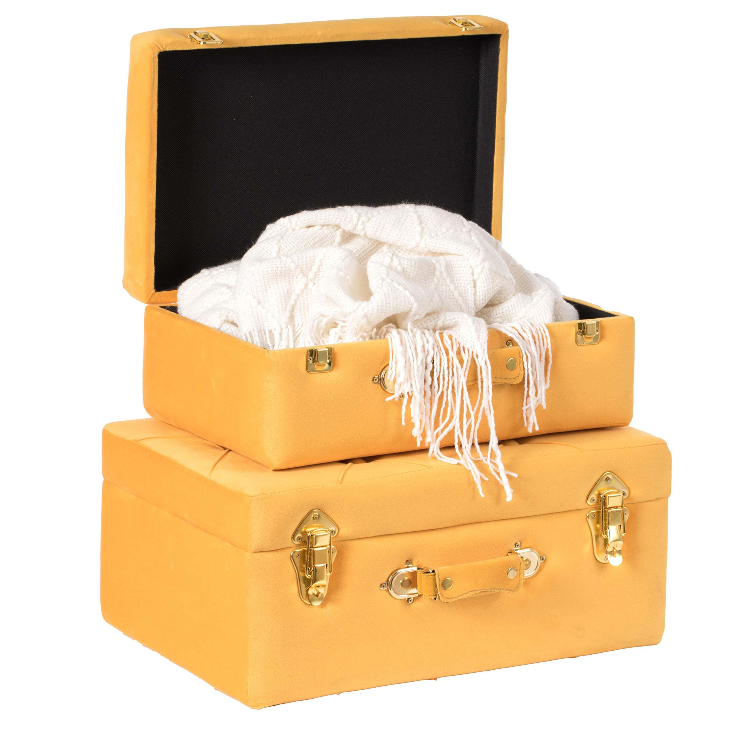 Vintiquewise Decorative Tufted Velvet Suitcase Treasure Chest - Product Imagery