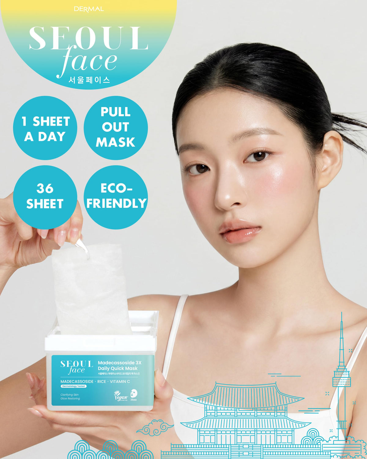 DERMAL Korean Cica Madecassoside 5 Minute Daily Sheet Mask - DERMAL Official Imagery - 3
