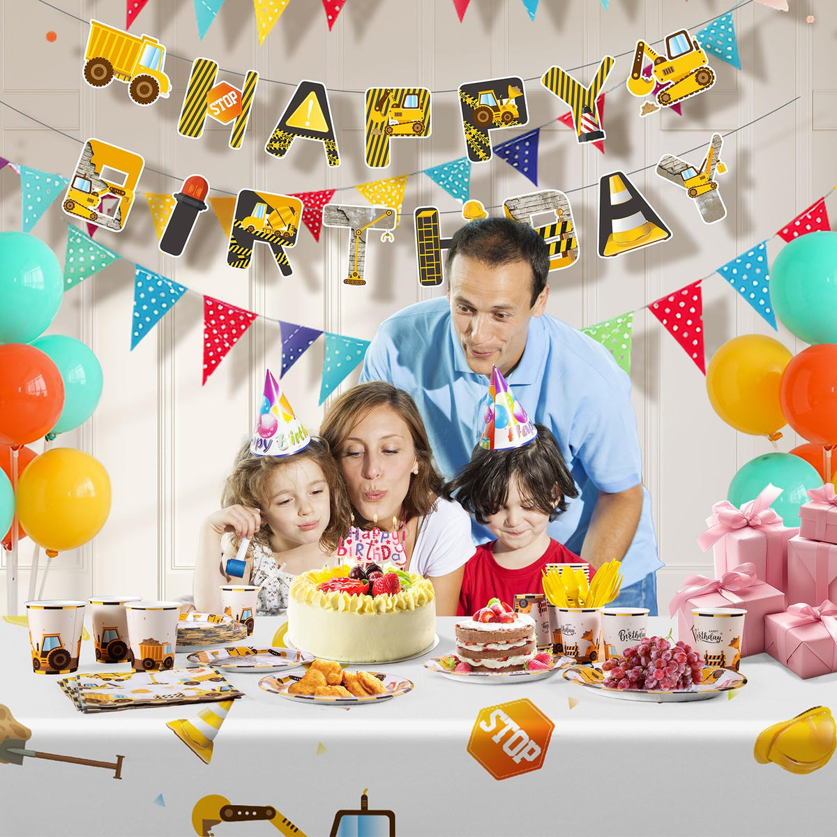 Cecnamt Construction Birthday Decorations 170 Pcs - Cecnamt Official Imagery - 8